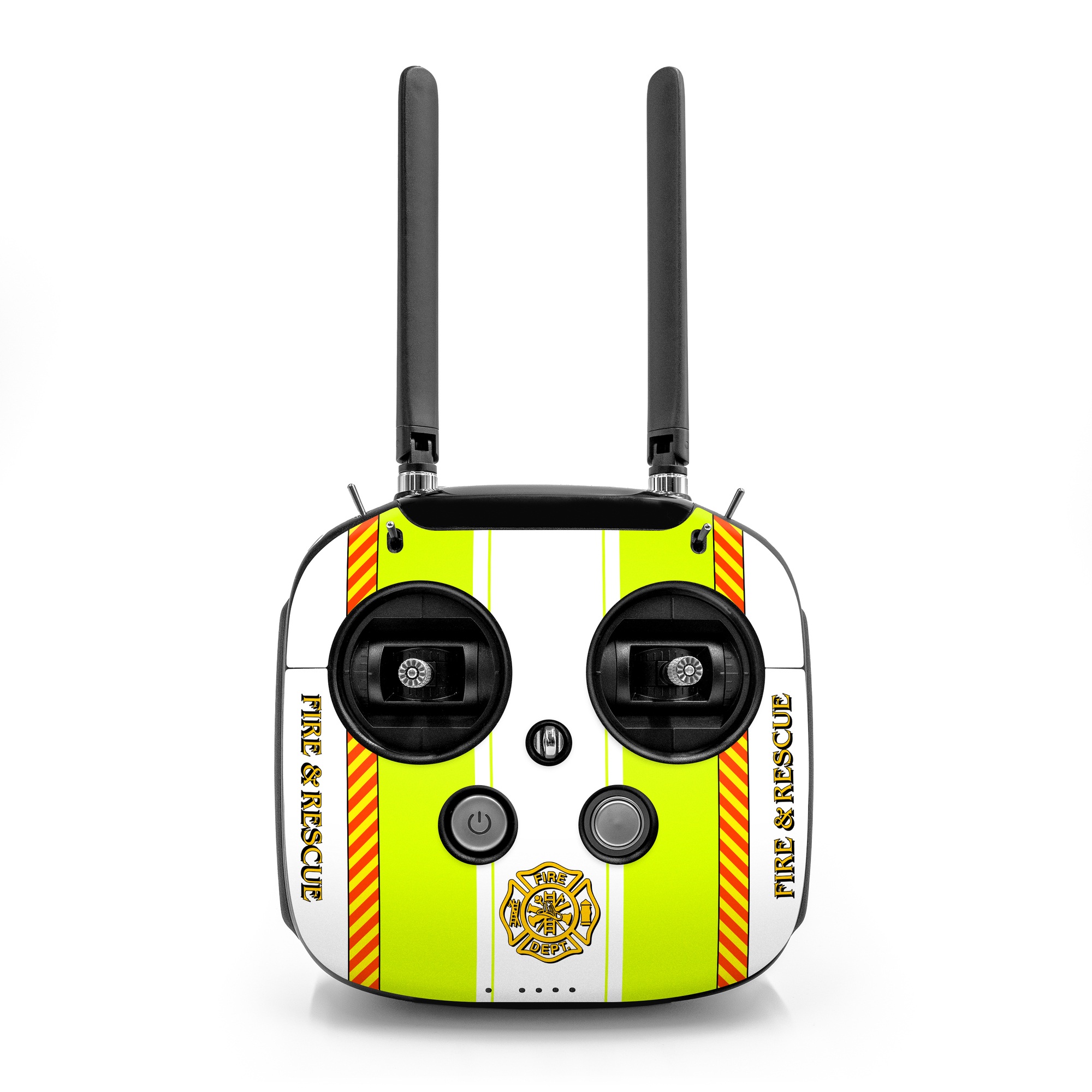 DJI FPV Remote Controller Mode 2 Skin design of Yellow, Line, Font, Military rank, with white, green, red, yellow colors