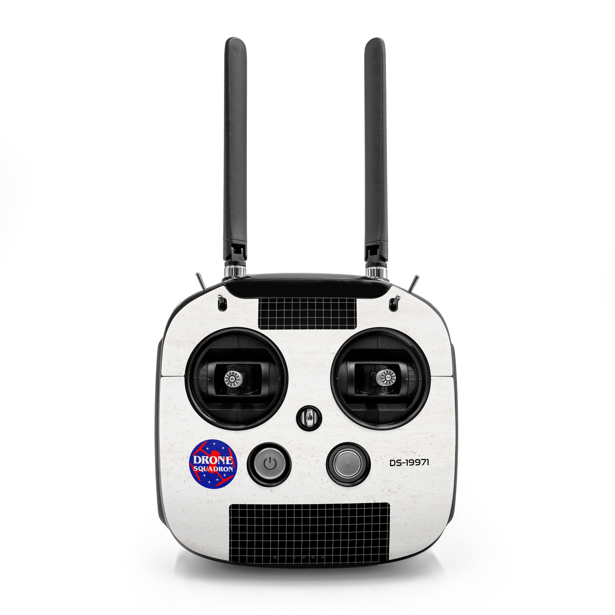 DJI FPV Remote Controller Mode 2 Skin design of Logo, Graphics, Graphic design, with black, white, red, blue, brown colors