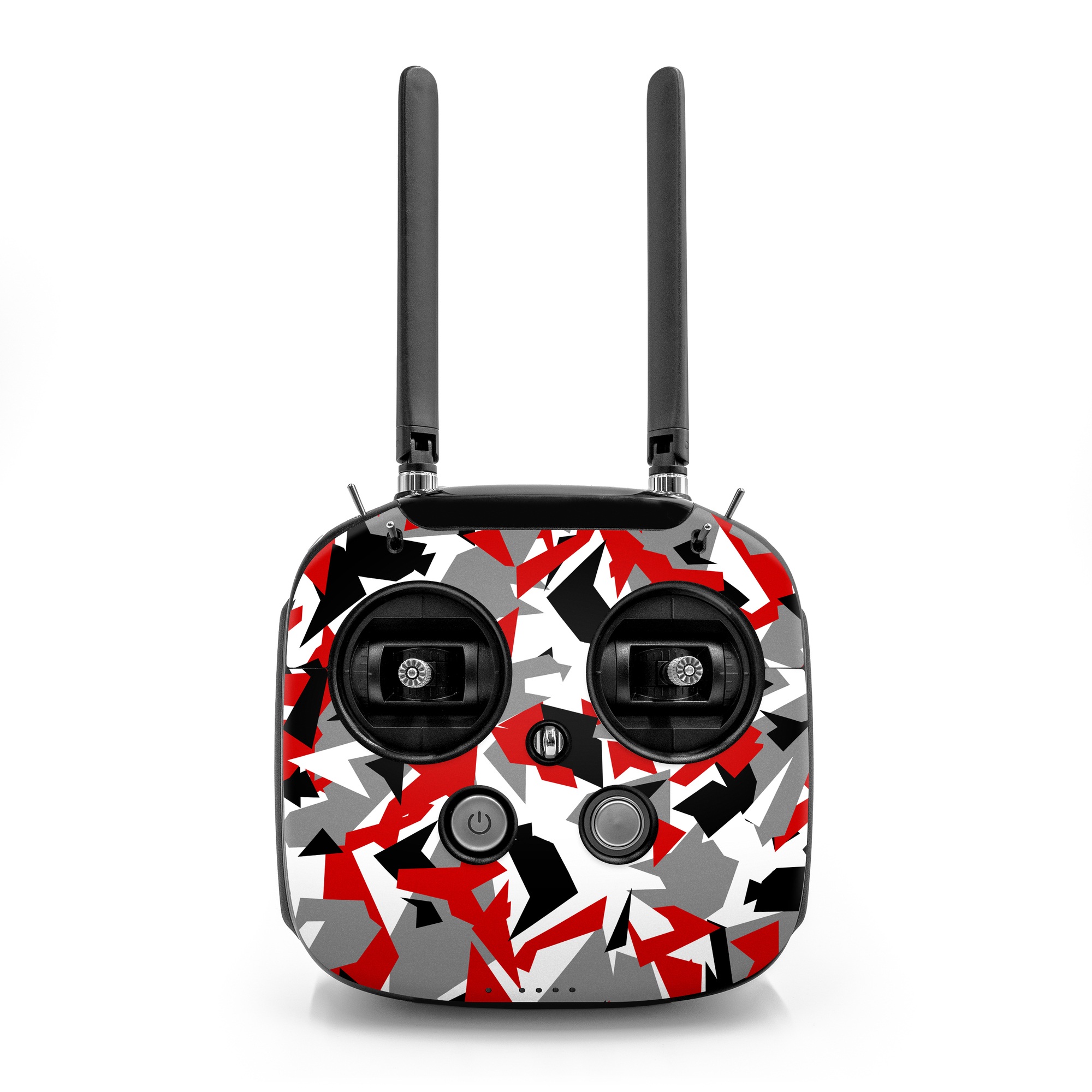 DJI FPV Remote Controller Mode 2 Skin design of Red, Pattern, Font, Design, Textile, Carmine, Illustration, Flag, Crowd, with red, white, black, gray colors