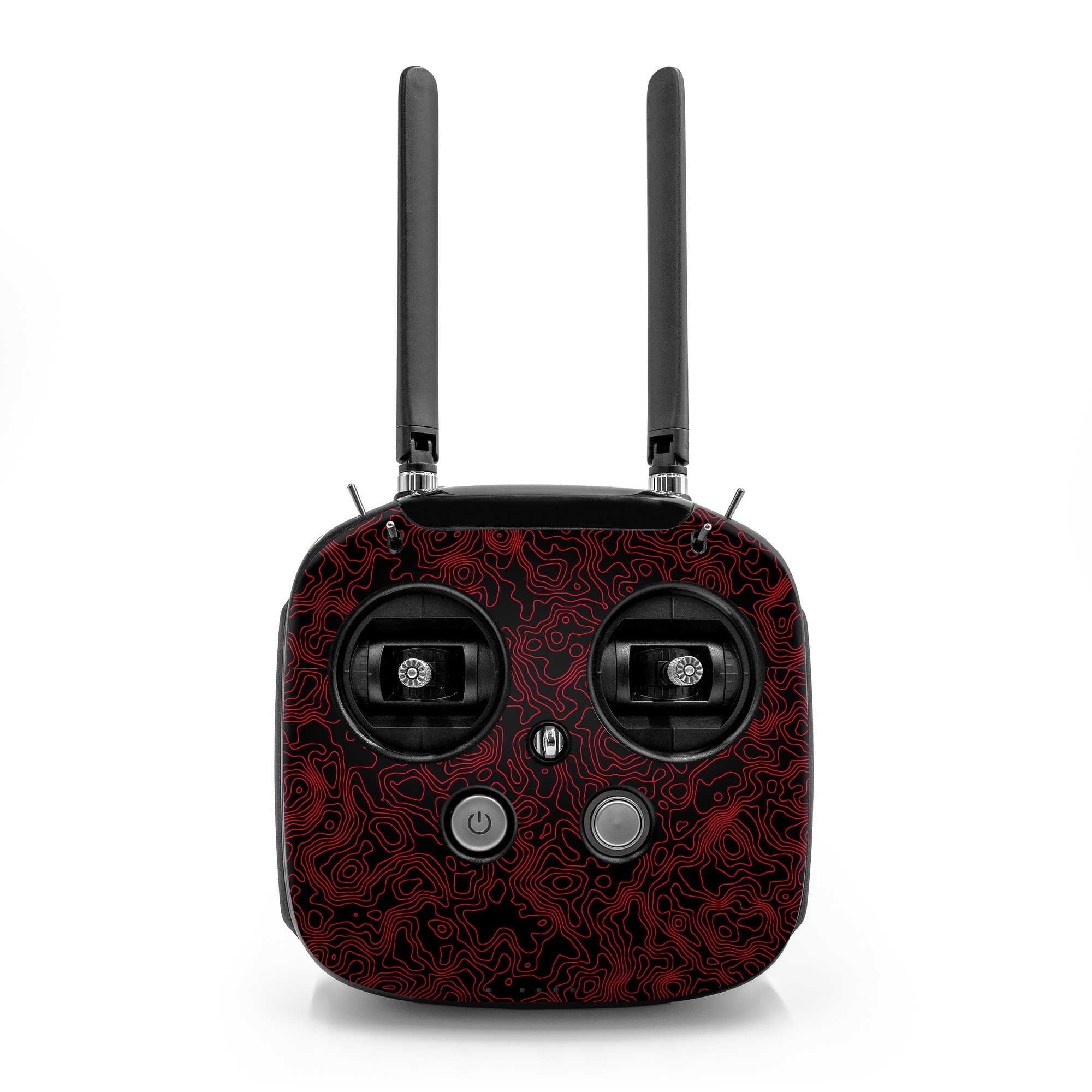 DJI FPV Remote Controller Mode 2 Skin design of Pink, Art, Motif, Magenta, Font, Pattern, Symmetry, Rectangle, Circle, Electric blue, with black, red colors