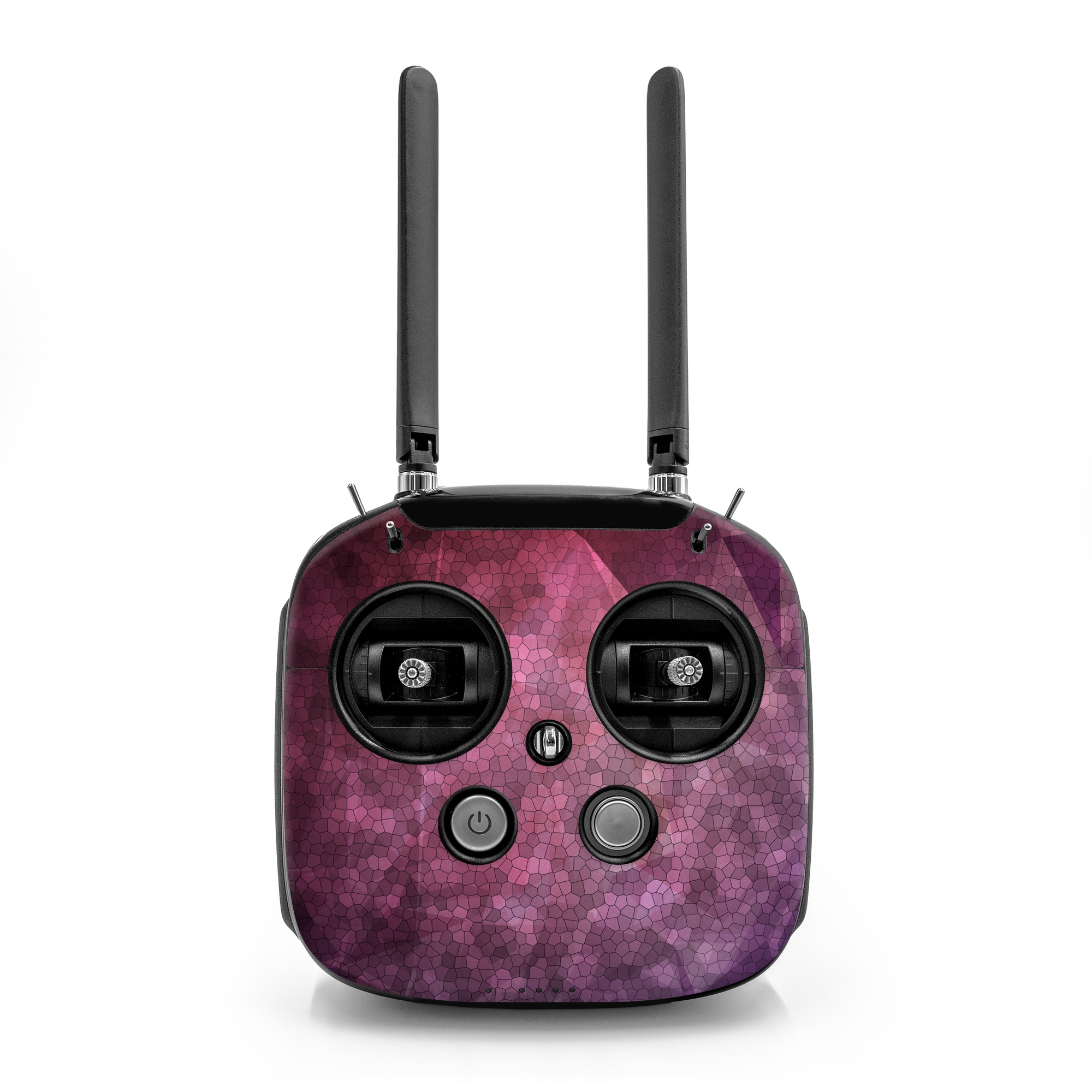 DJI FPV Remote Controller Mode 2 Skin design of Purple, Sky, Red, Violet, Pink, Pattern, Design, Triangle, Line, Magenta, with black, red, purple, pink, white colors