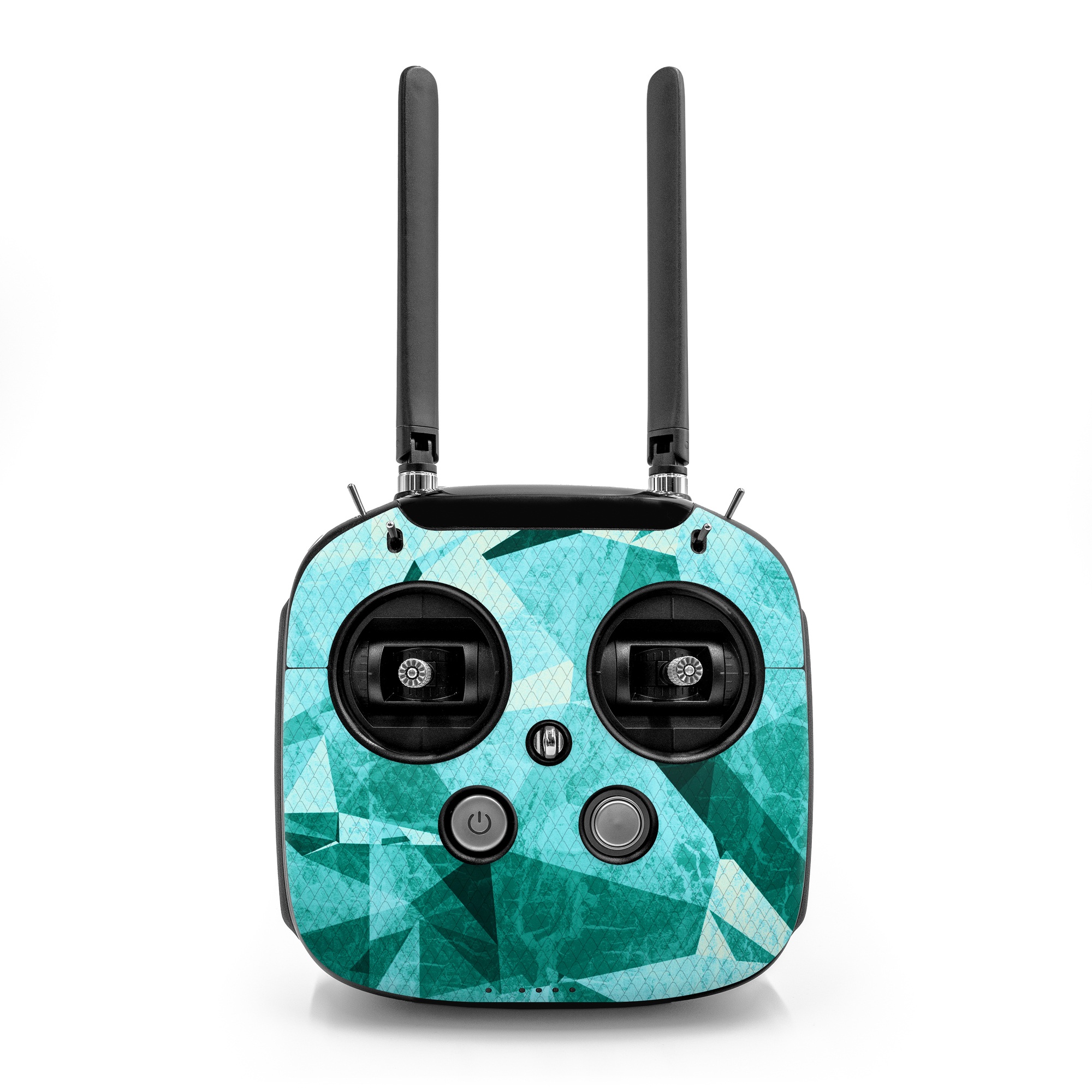 DJI FPV Remote Controller Mode 2 Skin design of Aqua, Blue, Pattern, Turquoise, Illustration, Teal, Design, Line, Graphic design, with blue colors