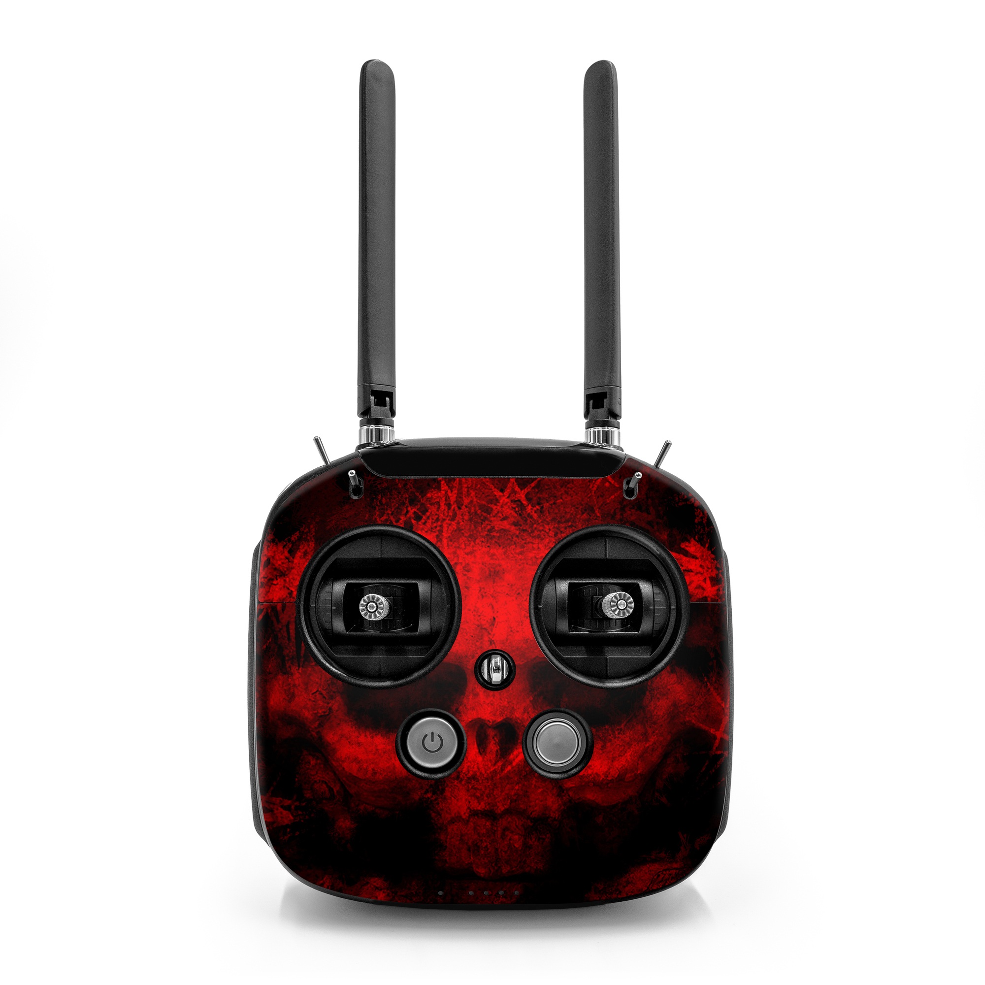 DJI FPV Remote Controller Mode 2 Skin design of Red, Skull, Bone, Darkness, Mouth, Graphics, Pattern, Fiction, Art, Fractal art, with black, red colors