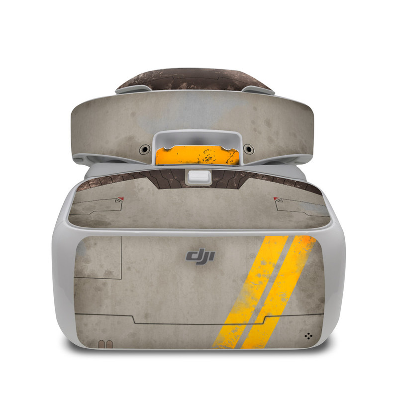 DJI Goggles Skin design of Yellow, Wall, Line, Orange, Design, Concrete, Font, Architecture, Parallel, Wood with gray, yellow, red, black colors