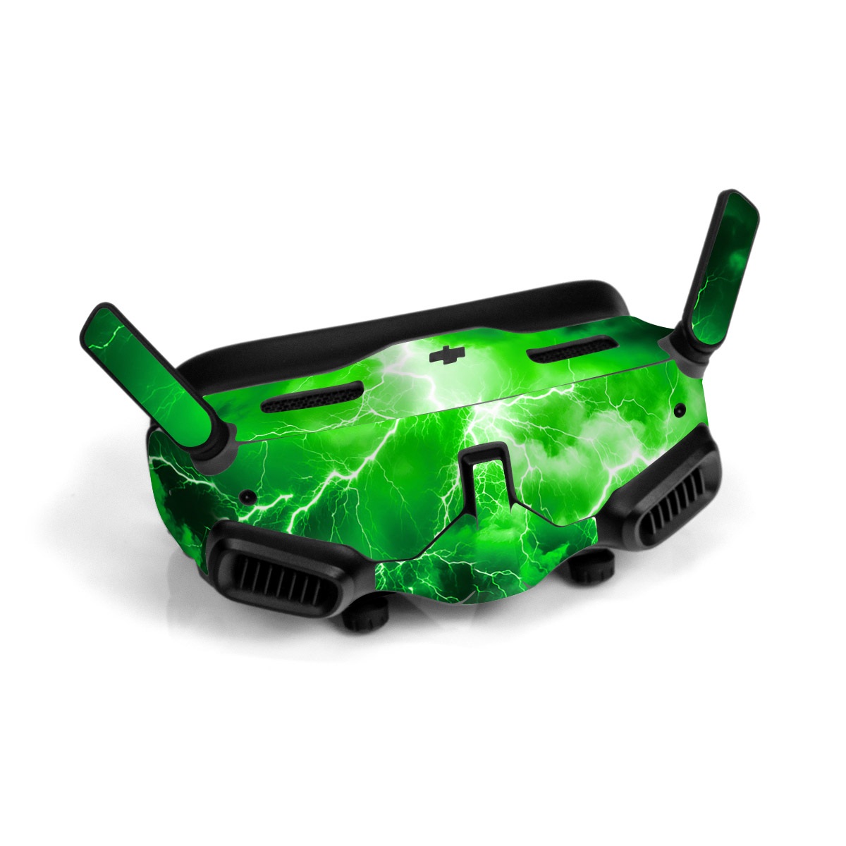 DJI Goggles 2 Skin design of Water, Atmosphere, Thunder, Light, Green, Sky, Natural environment, Natural landscape, Electricity, Organism, with black, green colors
