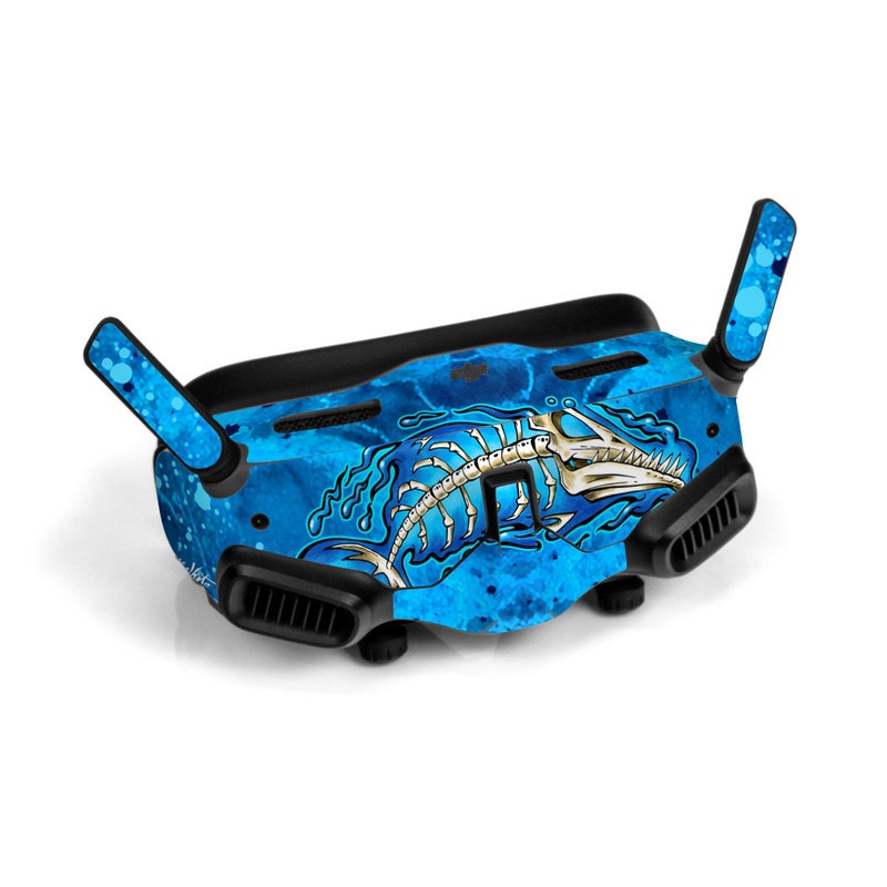 DJI Goggles 2 Skin design of Blue, Water, Aqua, Electric blue, Illustration, Graphic design, Liquid, Graphics, Marine biology, Art, with blue, white colors