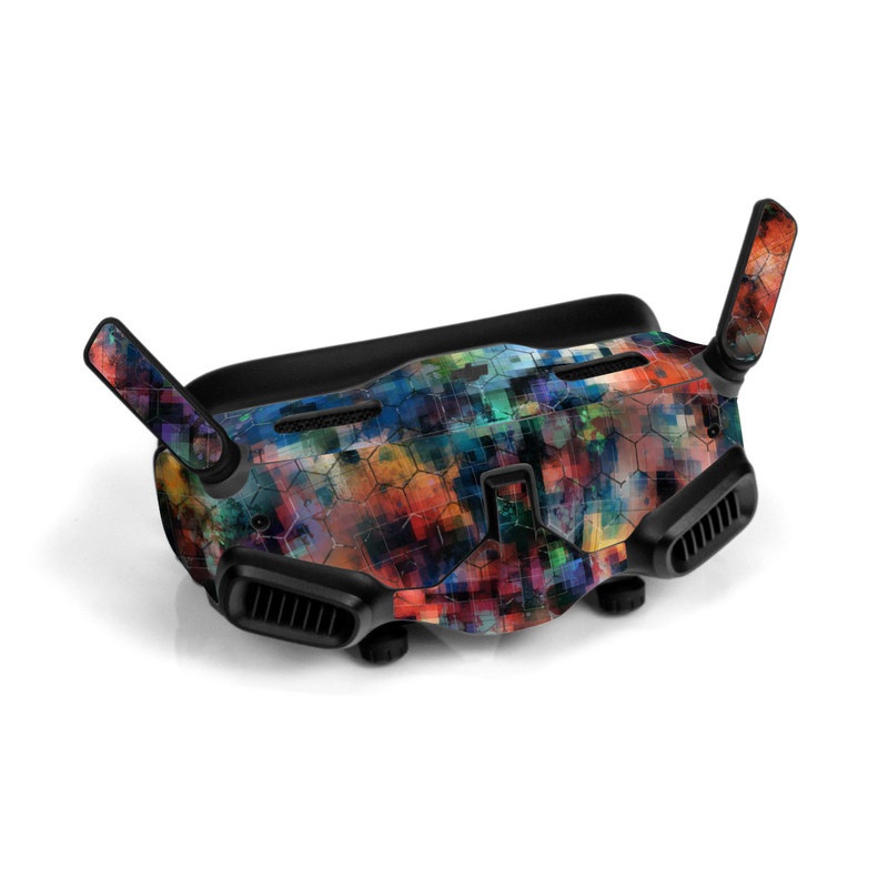 DJI Goggles 2 Skin design of Blue, Colorfulness, Pattern, Psychedelic art, Art, Sky, Design, Textile, Dye, Modern art, with black, blue, red, gray, green colors