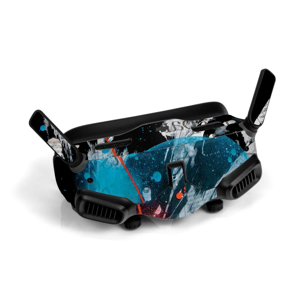 DJI Goggles 2 Skin design of Graphic design, Illustration, Graphics, Design, Art, Space, World, with black, gray, blue, red colors