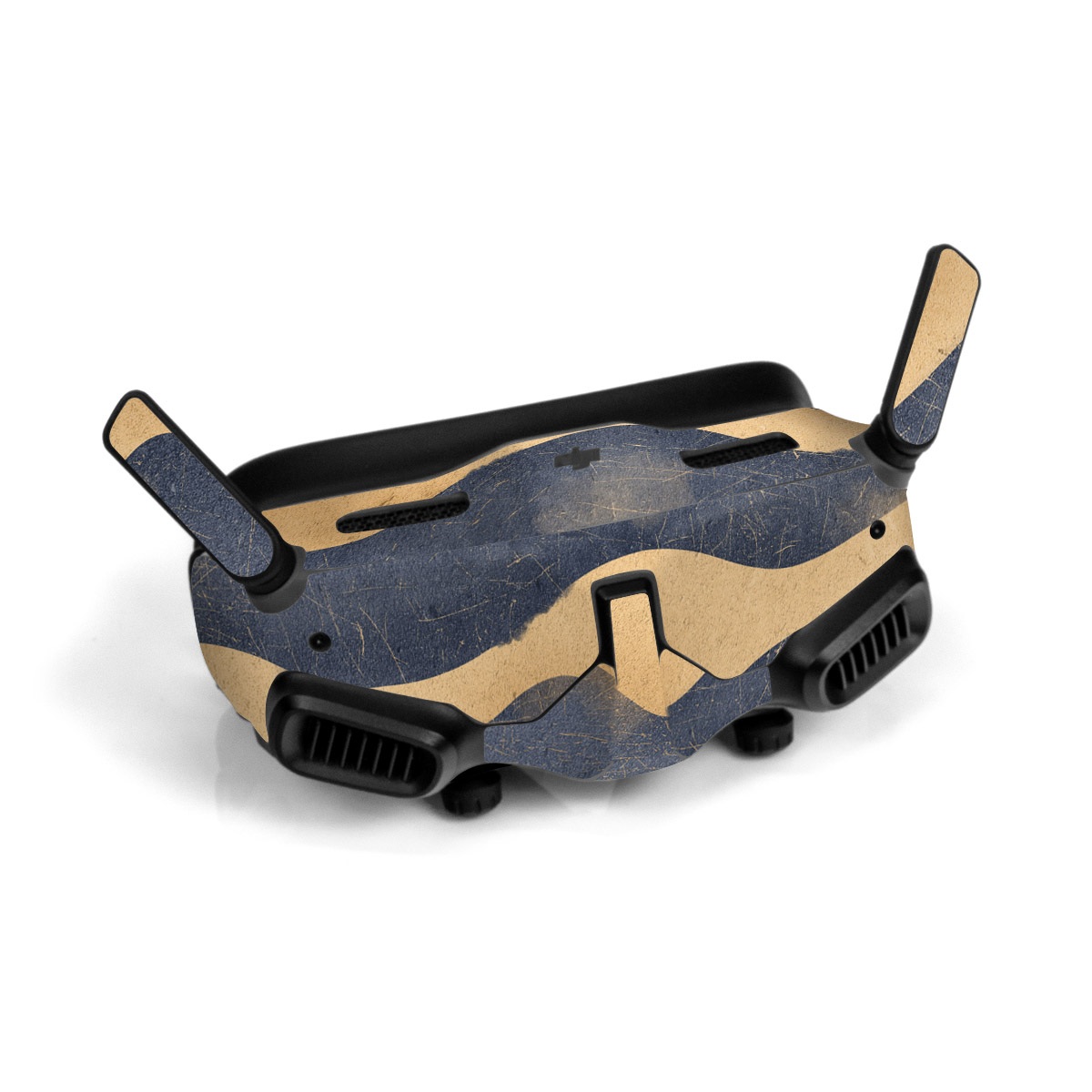 DJI Goggles 2 Skin design of Art, Painting, Pattern, Font, Landscape, Dune, Illustration, Aeolian landform, Sand, Visual arts, with blue, brown colors