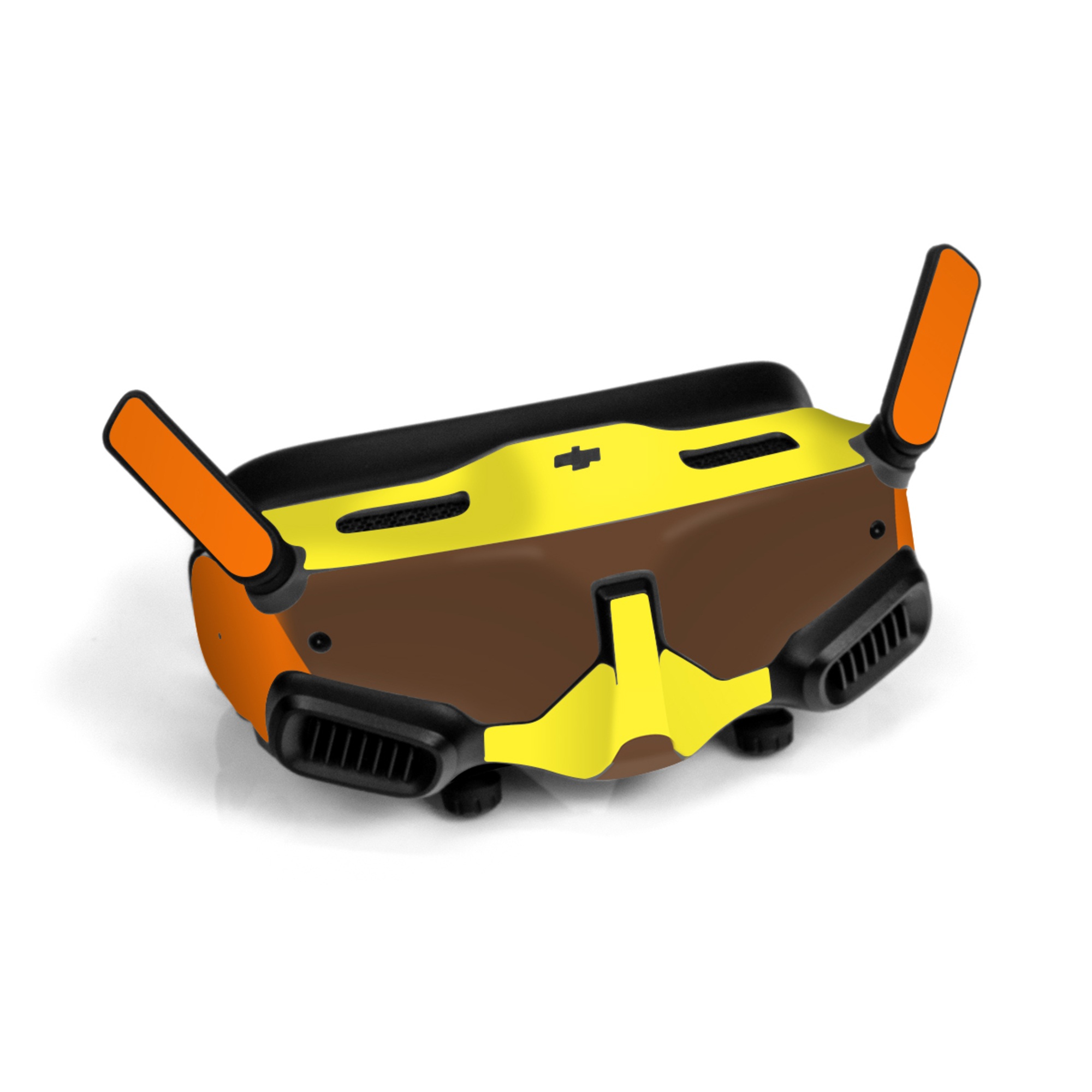 DJI Goggles 2 Skin design of Orange, Yellow, Line, Brown, Font, Material property, Graphic design, Pattern, Parallel, with brown, orange, yellow colors