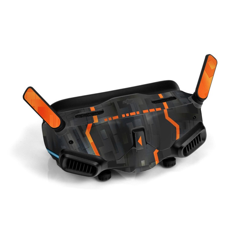 DJI Goggles 2 Skin design of Orange, Font, Parallel, Pattern, Graphics, Rectangle, Logo, Brand, Graphic design, Event, with black, orange colors