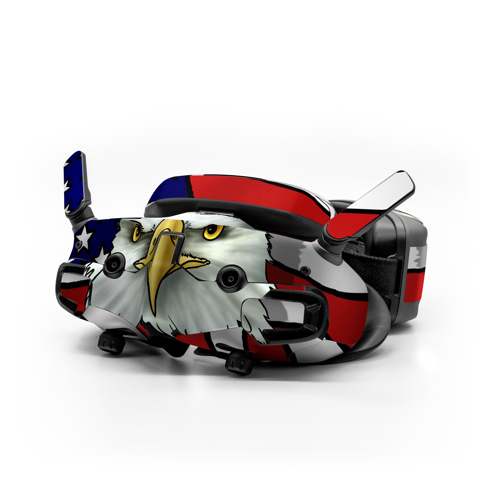 DJI Goggles 3 Skin design of Bald eagle, Eagle, Bird, Bird of prey, Accipitridae, Beak, Accipitriformes, Sea eagle, Flag, with white, gray, blue, yellow, red colors