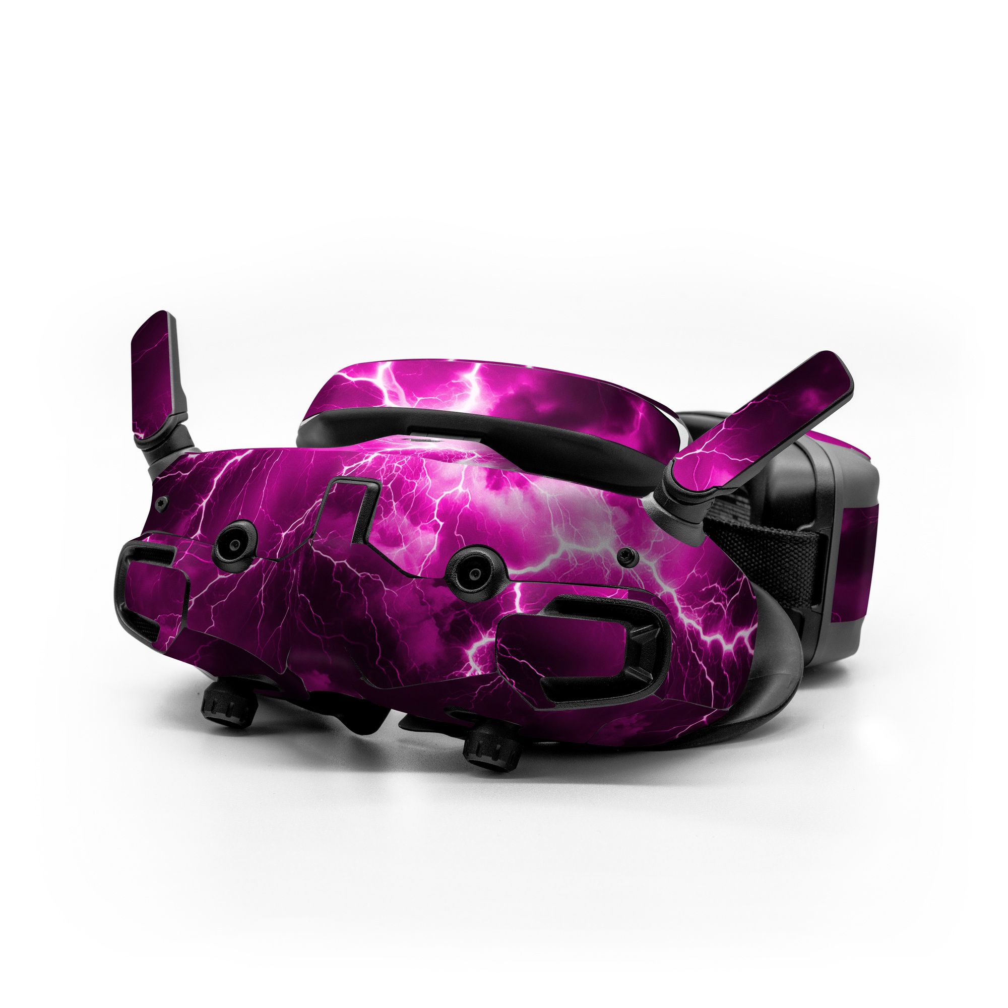 DJI Goggles 3 Skin design of Sky, Thunder, Lightning, Thunderstorm, Atmosphere, White, Purple, Light, Nature, Water, with black, pink colors