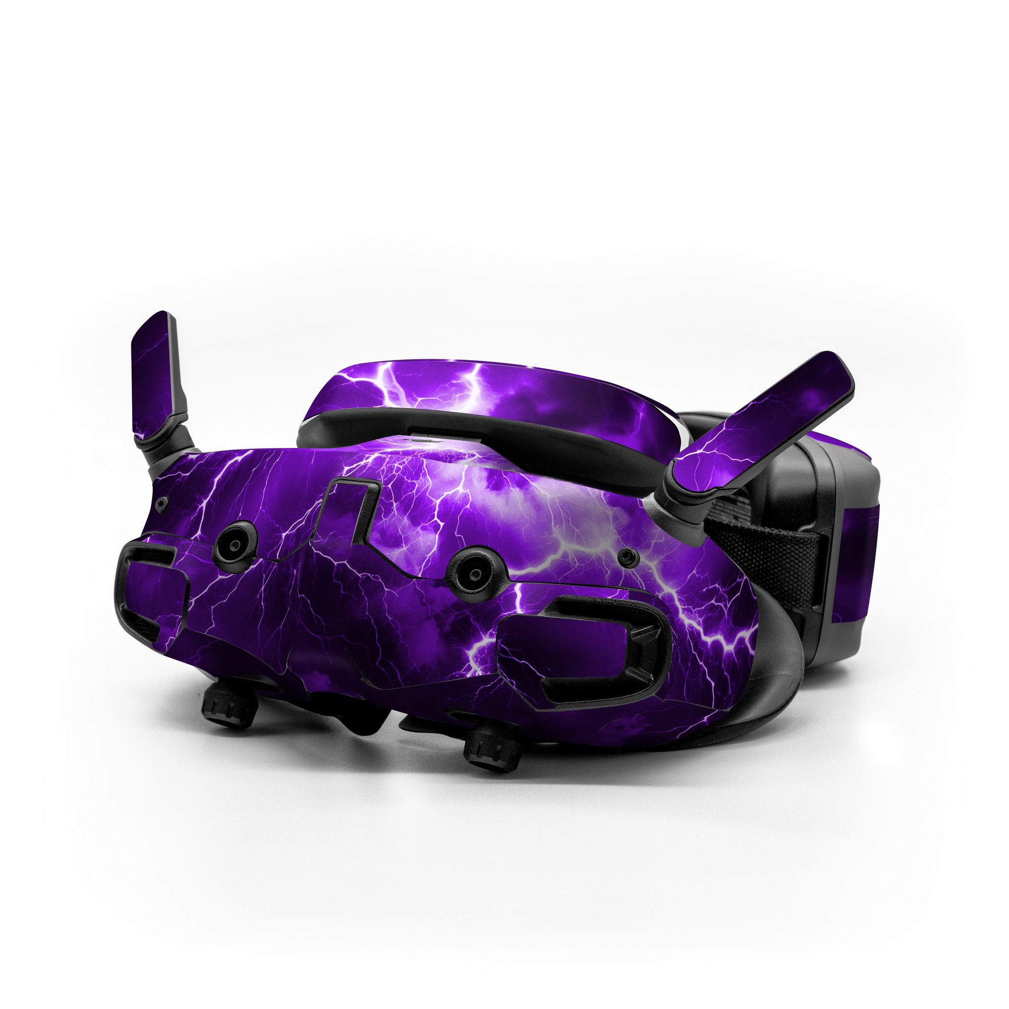 DJI Goggles 3 Skin design of Sky, Lightning, Thunder, Atmosphere, Thunderstorm, Daytime, Purple, Light, Cloud, Nature, with black, purple colors