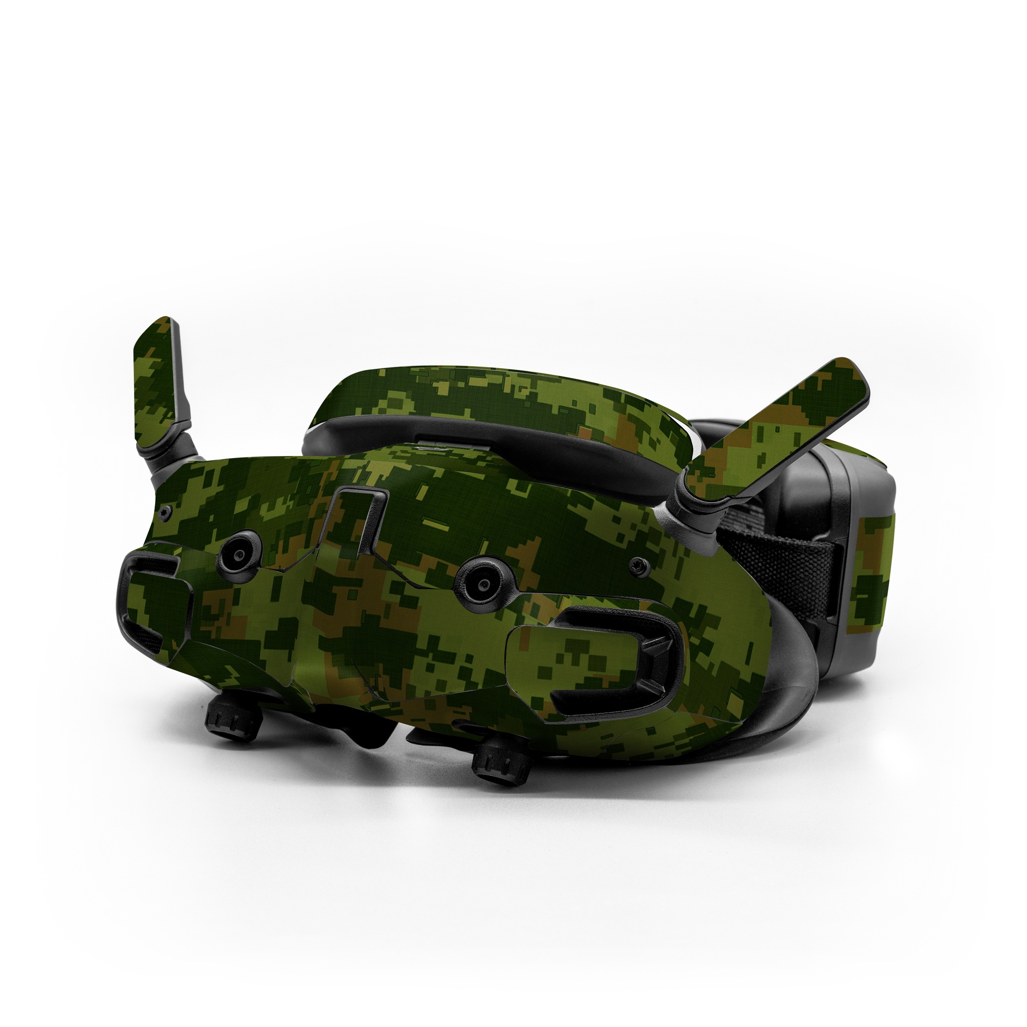 DJI Goggles 3 Skin design of Military camouflage, Green, Pattern, Uniform, Camouflage, Clothing, Design, Leaf, Plant, with green, brown colors