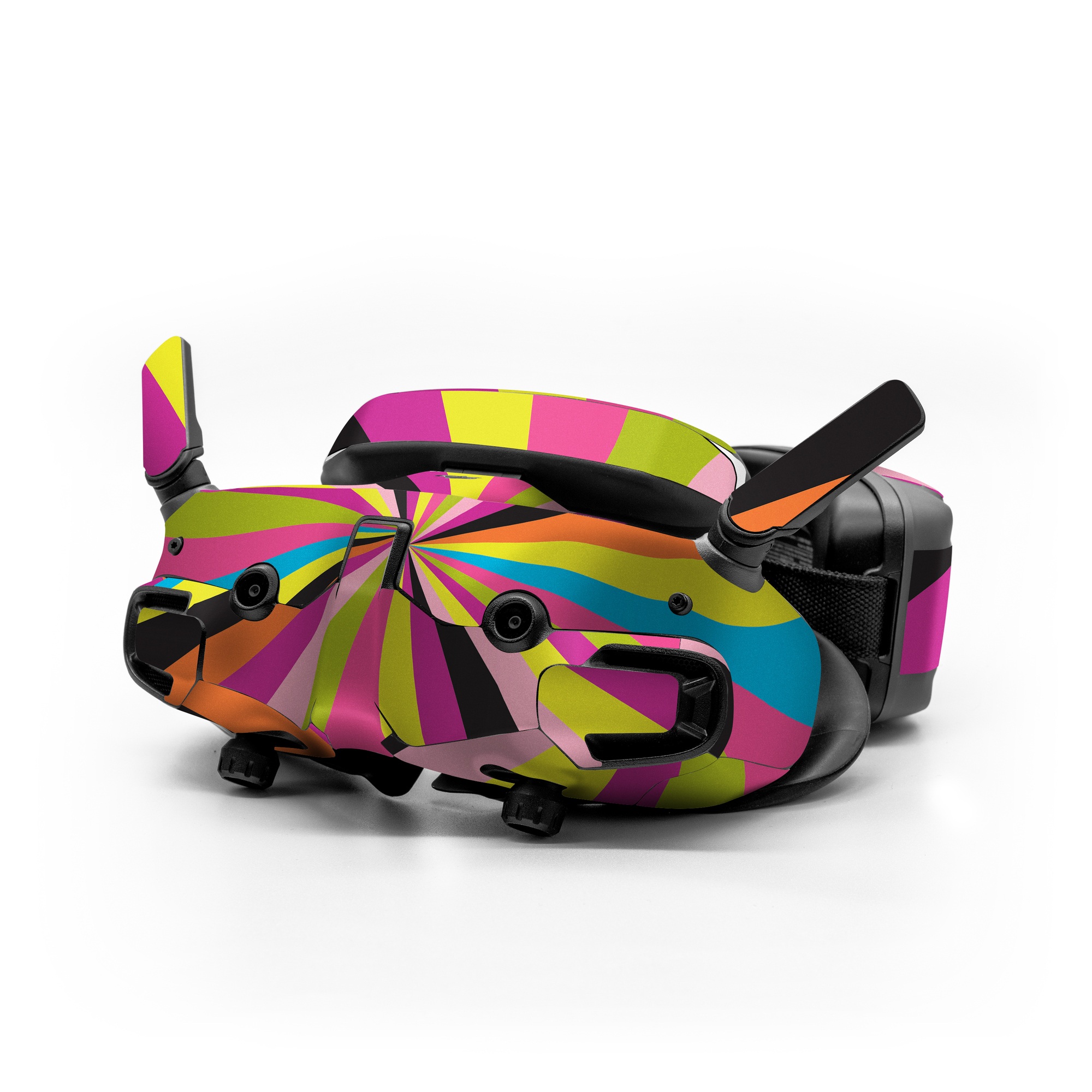 DJI Goggles 3 Skin design of Colorfulness, Material property, Magenta, Symmetry, Tints and shades, Creative arts, Pattern, Electric blue, Art, Design, with black, pink, yellow, purple, green, blue, orange colors