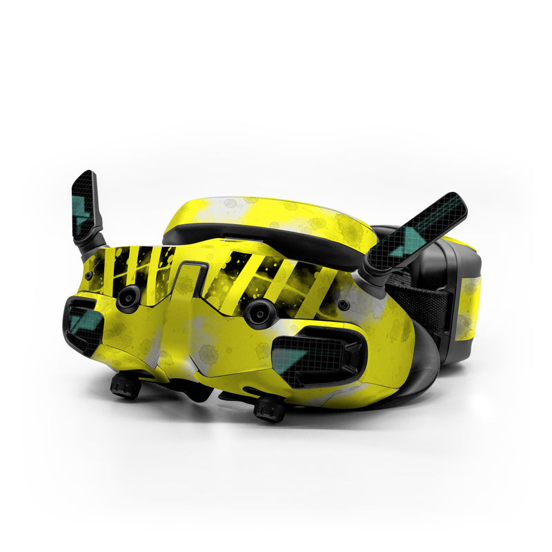 DJI Goggles 3 Skin design of Yellow, Green, Font, Pattern, Graphic design, with black, yellow, gray, blue, green colors