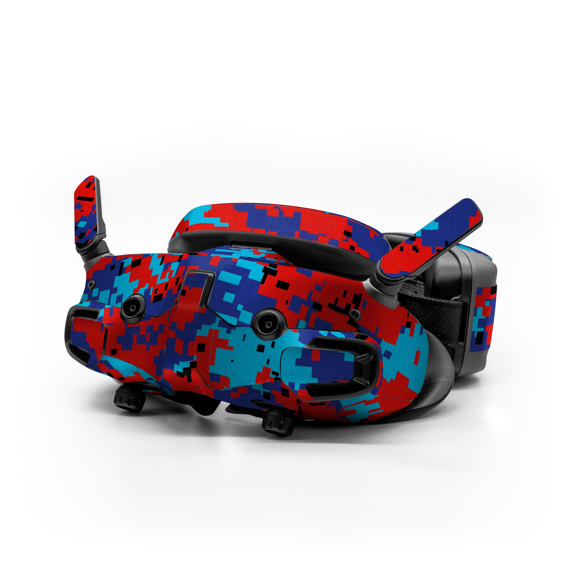 DJI Goggles 3 Skin design of Blue, Red, Pattern, Textile, Electric blue, with blue, red colors