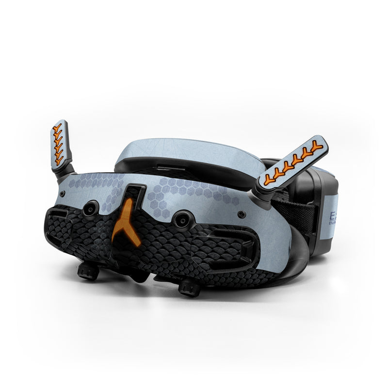 DJI Goggles 3 Skin design of Blue, Symbol, Graphics, with blue, black, yellow, orange, gray colors