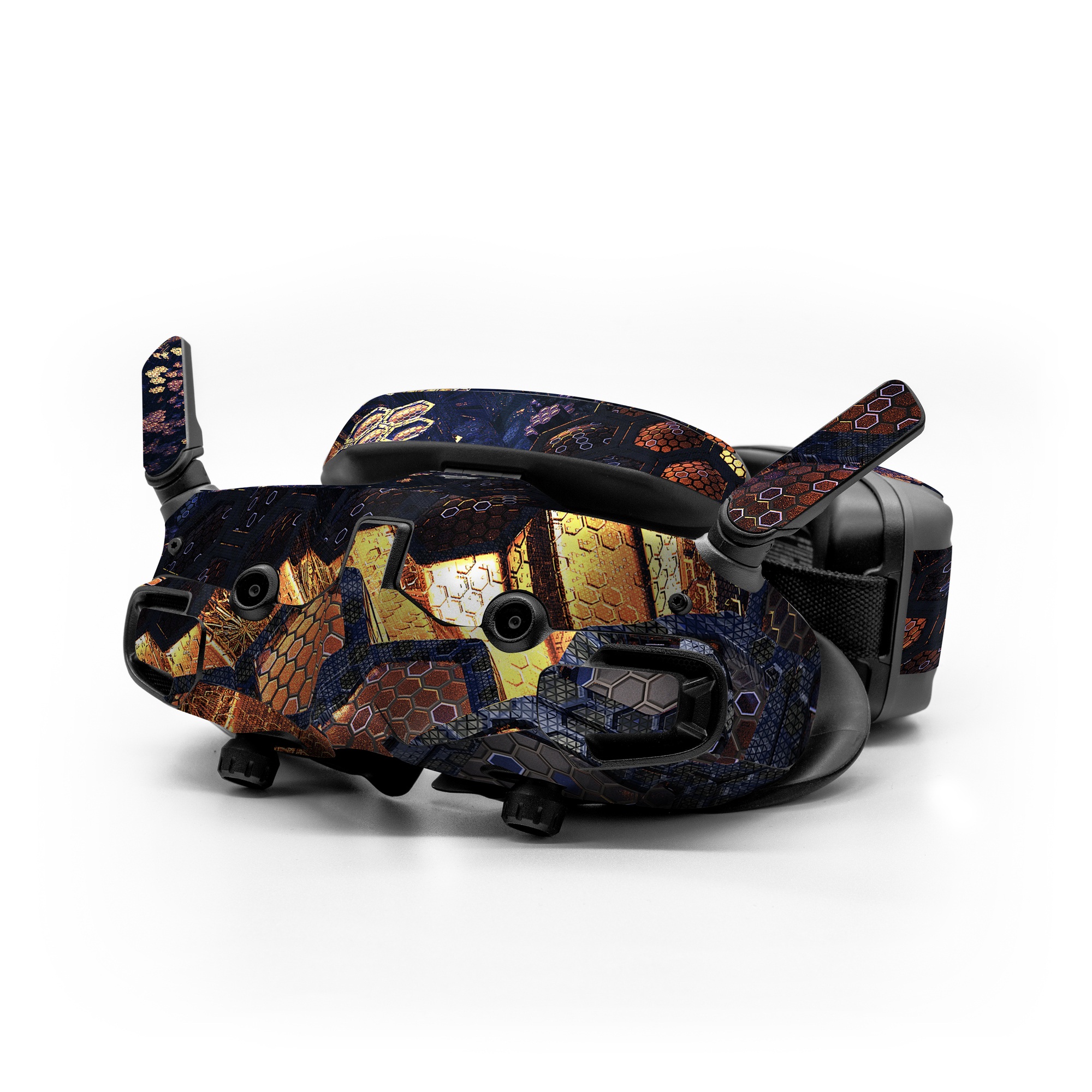 DJI Goggles 3 Skin design of Geological phenomenon, Sky, Water, Cobblestone, Rock, Reflection, Colorfulness, World, Art, with black, red, green colors