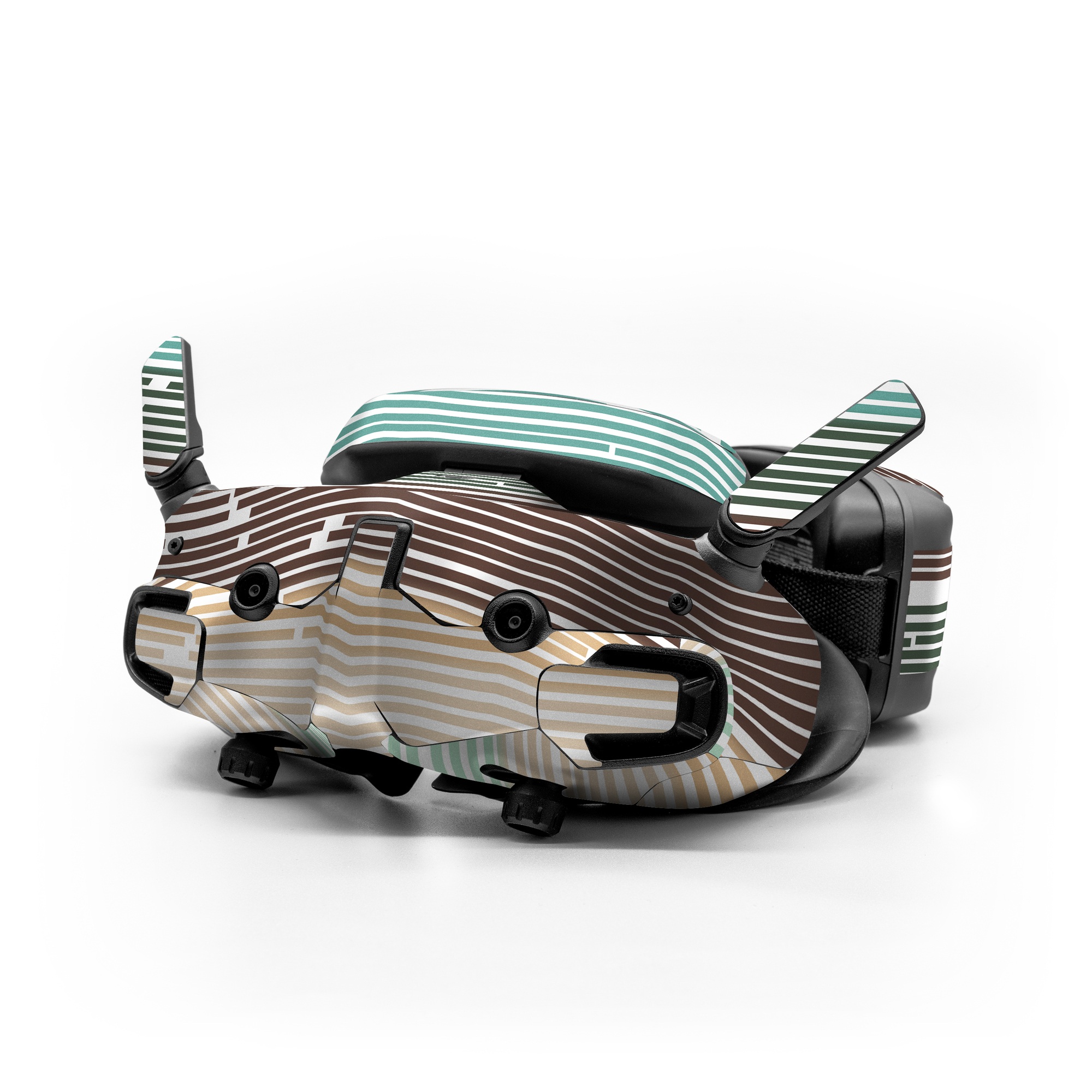 DJI Goggles 3 Skin design of Line, Parallel, Pattern, with blue, brown, yellow, orange colors