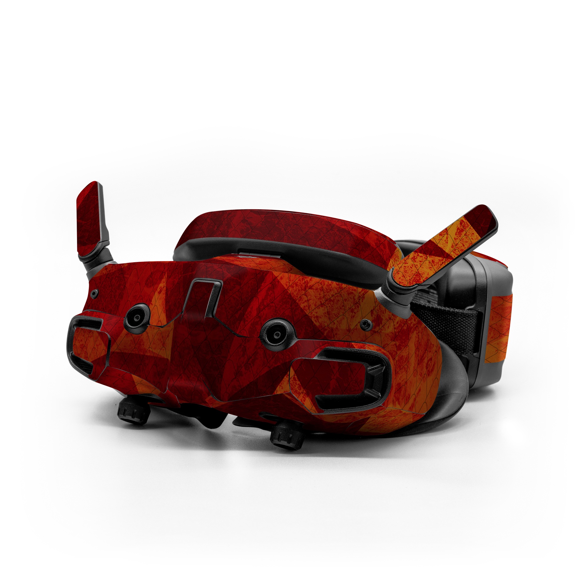 DJI Goggles 3 Skin design of Orange, Red, Yellow, Triangle, Pattern, Amber, Design, Art, Visual arts, Modern art, with black, orange, yellow colors