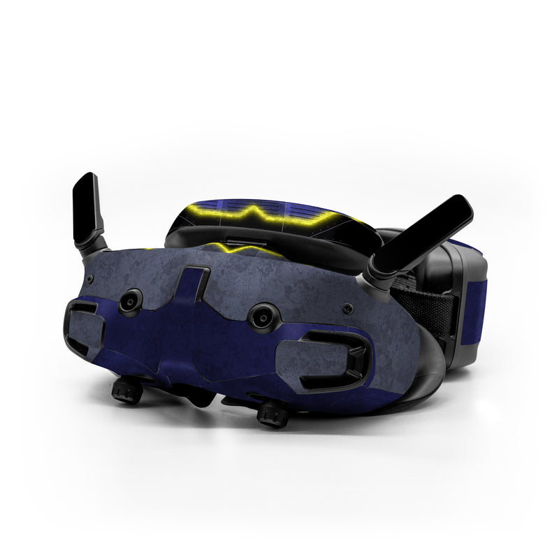 DJI Goggles 3 Skin design of Blue, Symbol, Symmetry, Graphics, Triangle, Graphic design, with black, purple, gray, yellow colors