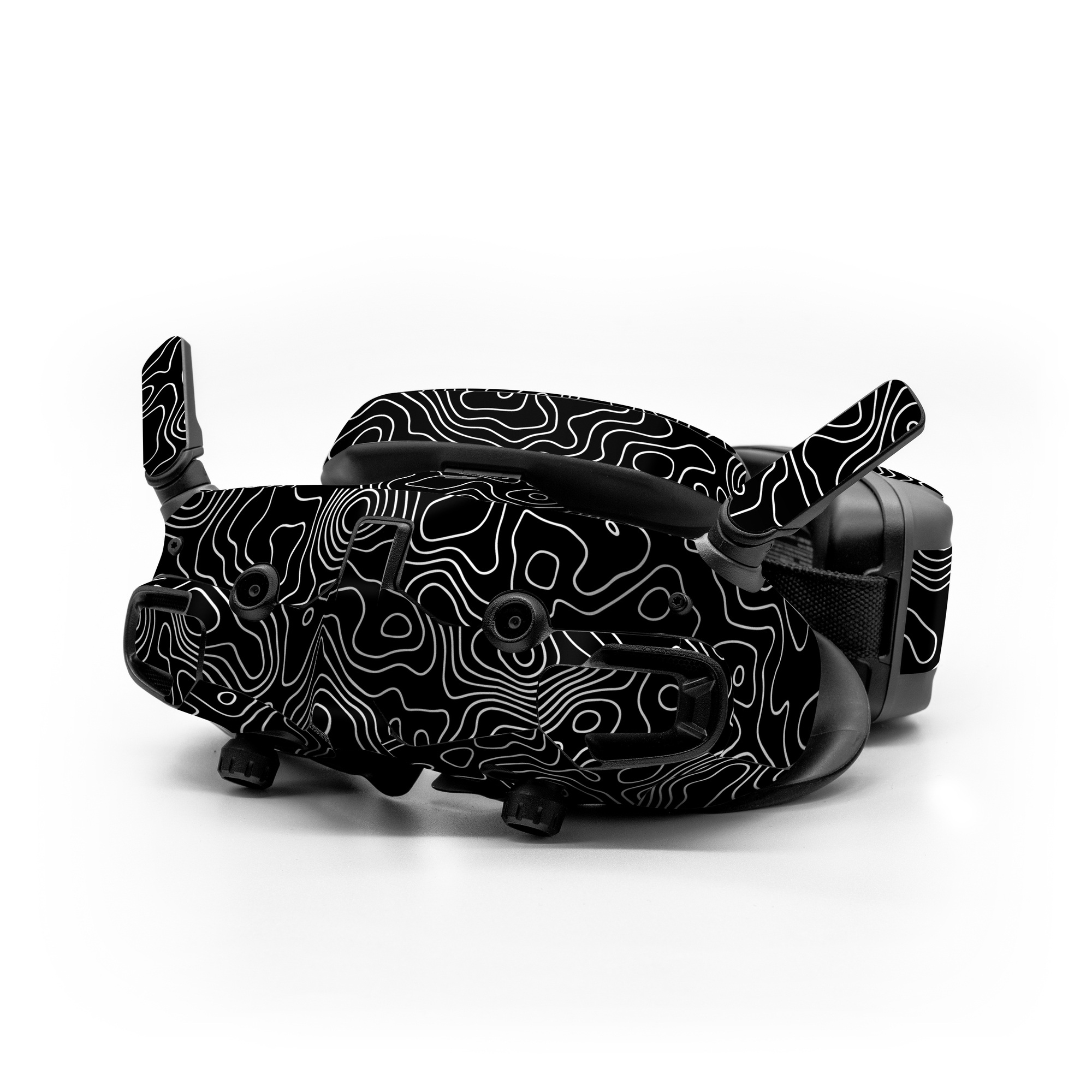 DJI Goggles 3 Skin design of Art, Motif, Pattern, Symmetry, Monochrome, Circle, Font, Visual arts, Illustration, Monochrome photography, with black, gray colors