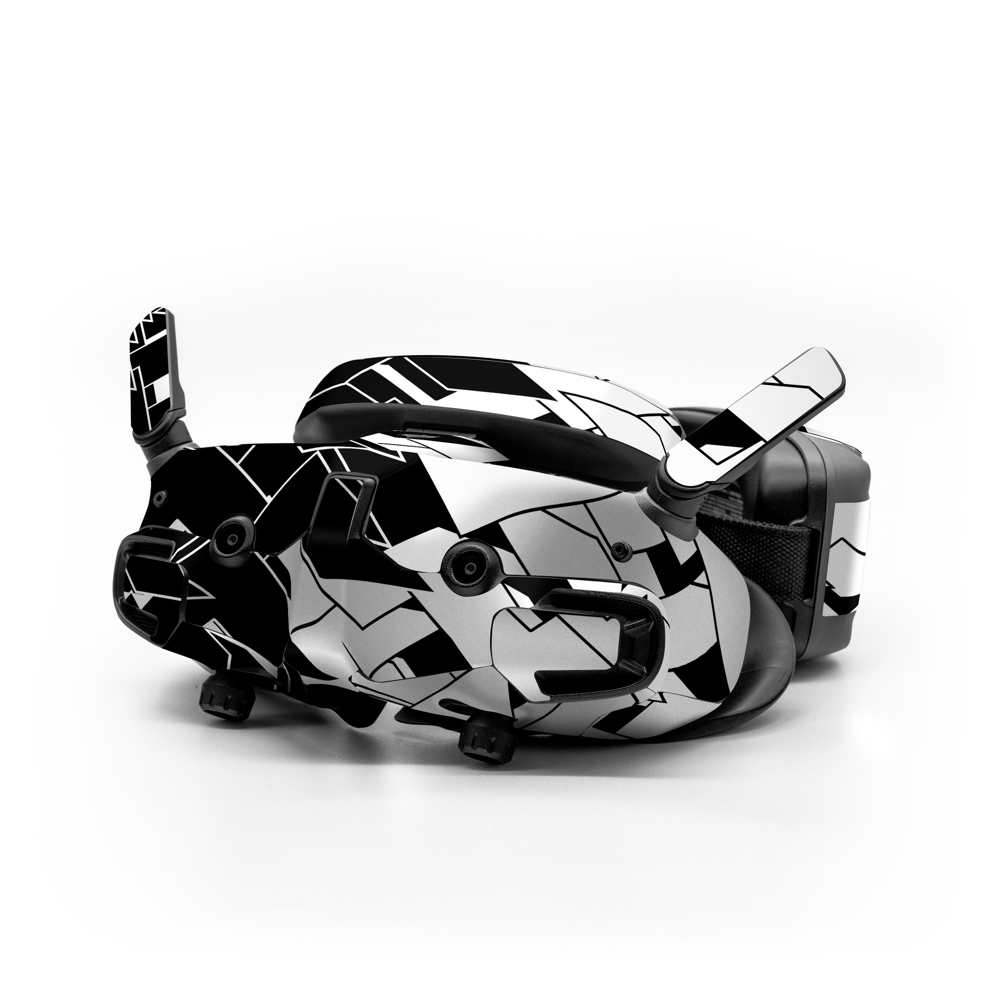 DJI Goggles 3 Skin design of Pattern, Black, Black-and-white, Monochrome, Monochrome photography, Line, Design, Parallel, Font, with black, white colors