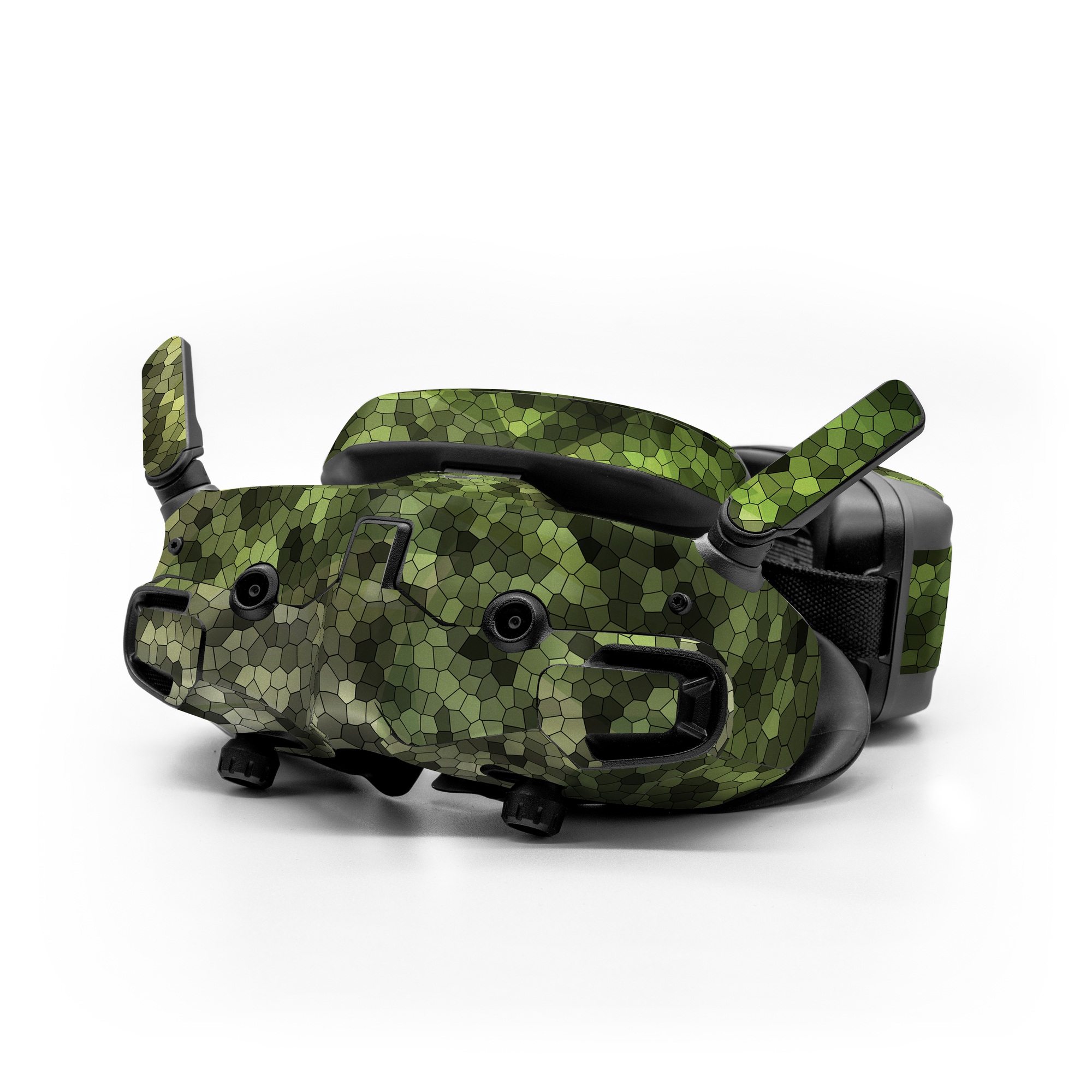 DJI Goggles 3 Skin design of Green, Grass, Leaf, Plant, Pattern, Groundcover, with black, white, green, gray colors