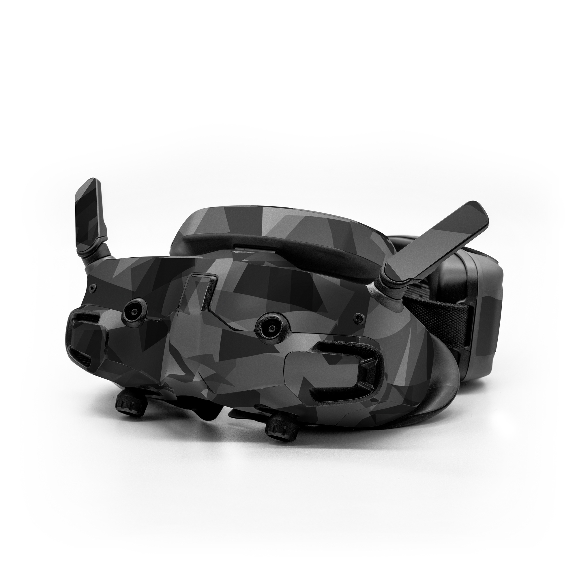 DJI Goggles 3 Skin design of Black, Pattern, Triangle, Black-and-white, Monochrome, Grey, Design, Line, Architecture, Monochrome photography, with black, gray colors