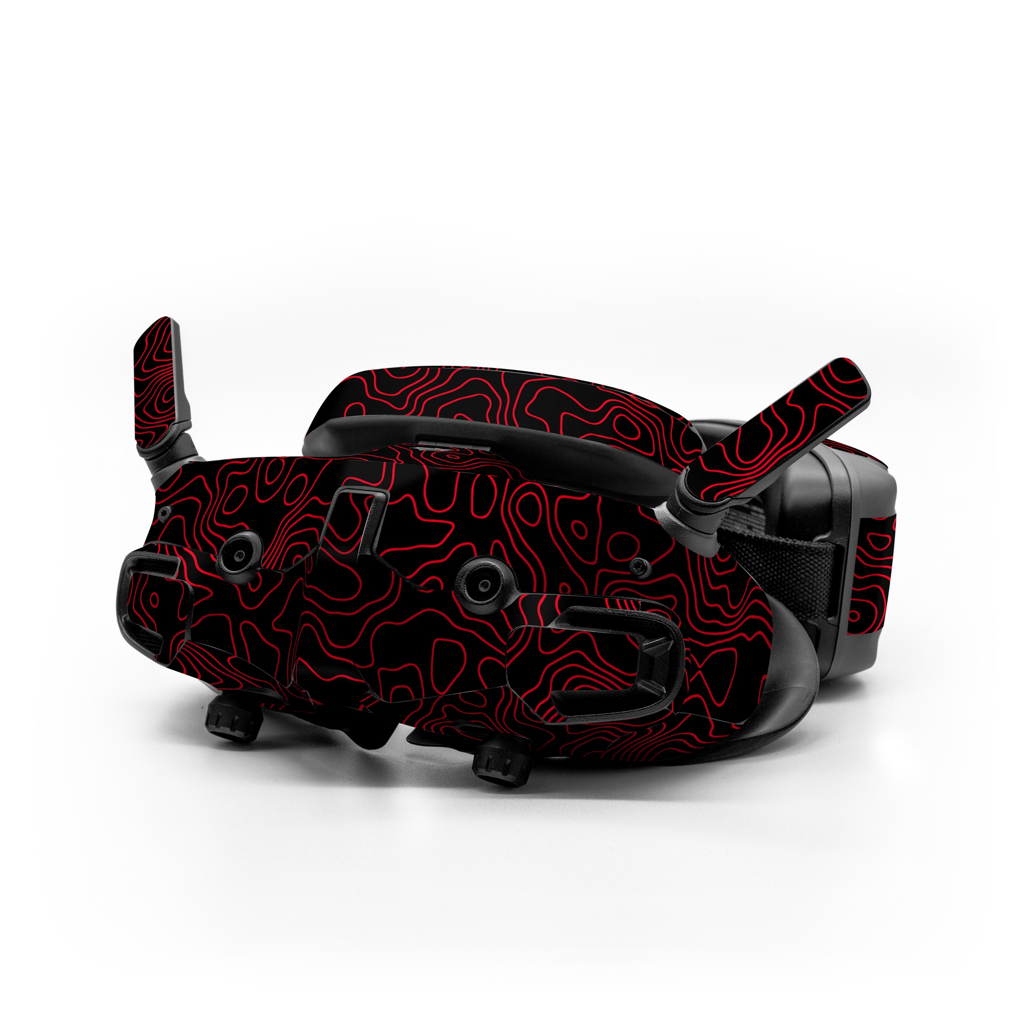 DJI Goggles 3 Skin design of Pink, Art, Motif, Magenta, Font, Pattern, Symmetry, Rectangle, Circle, Electric blue, with black, red colors