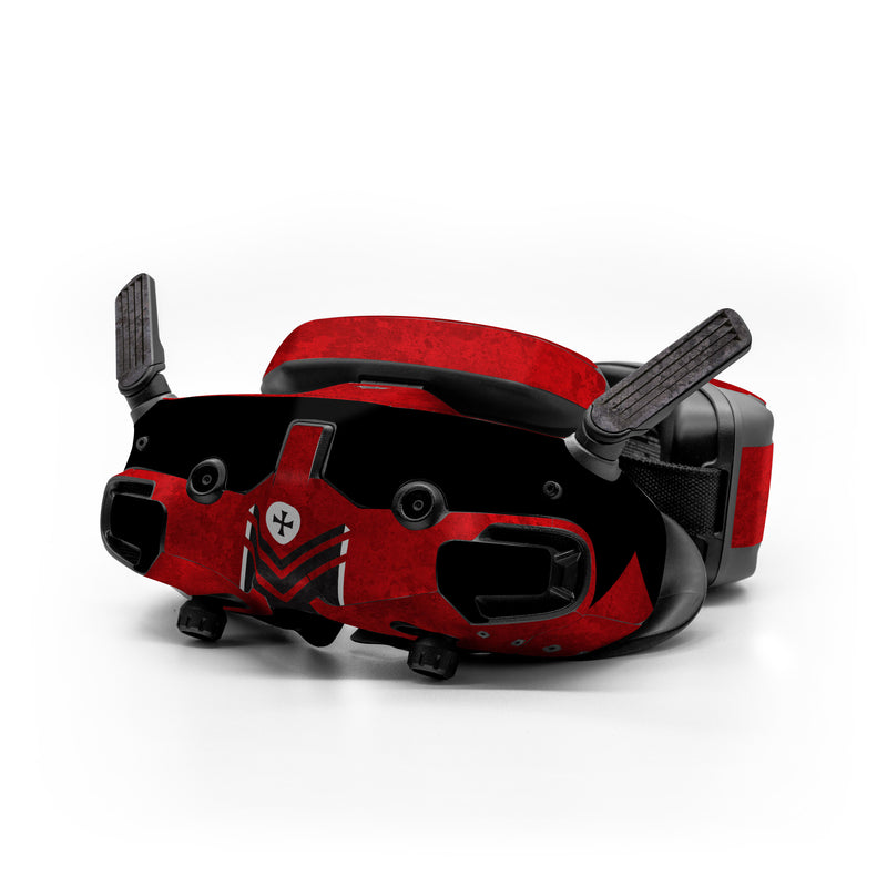 DJI Goggles 3 Skin design of Bullet, Holes, War, Red, Text, Carmine, Colorfulness, Maroon, Symbol, Coquelicot, with red, black, white, gray colors