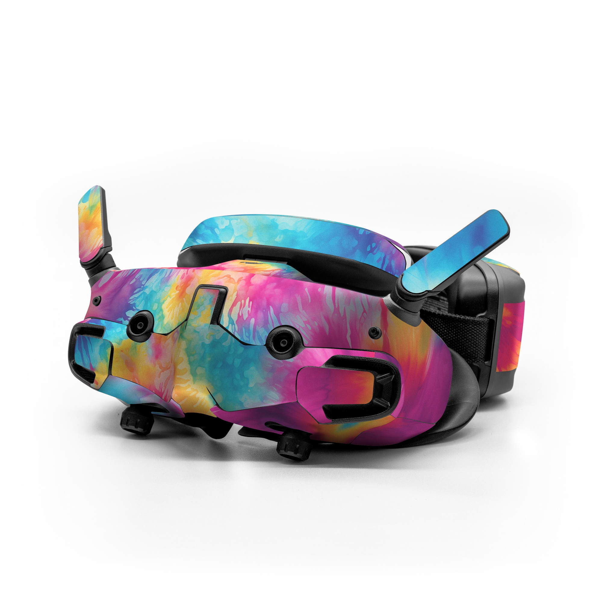 DJI Goggles 3 Skin design of Colorfulness, Plant, Flower, Orange, Paint, Petal, Pink, Art, Painting, Magenta, with black, gray, orange colors