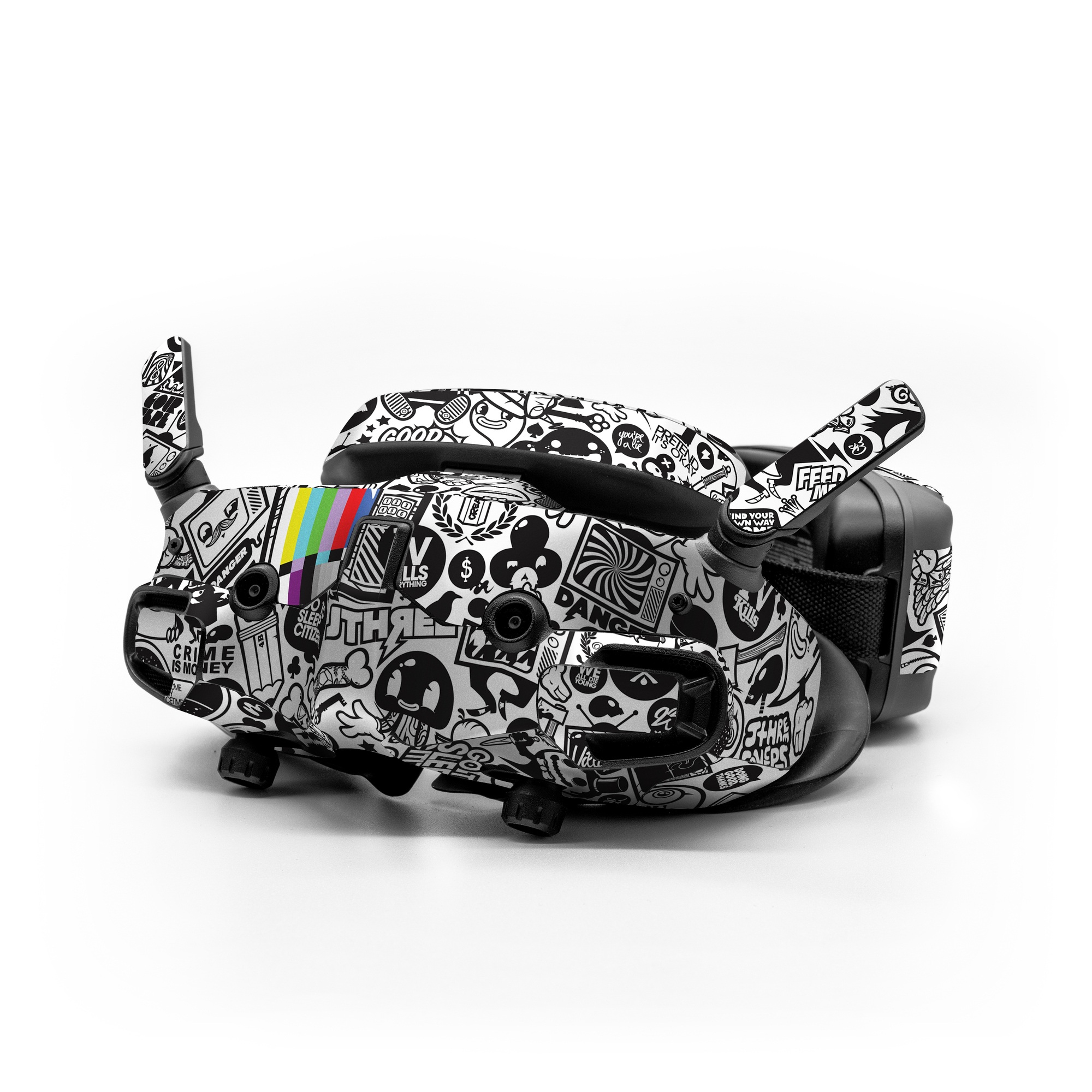DJI Goggles 3 Skin design of Pattern, Drawing, Doodle, Design, Visual arts, Font, Black-and-white, Monochrome, Illustration, Art, with gray, black, white colors