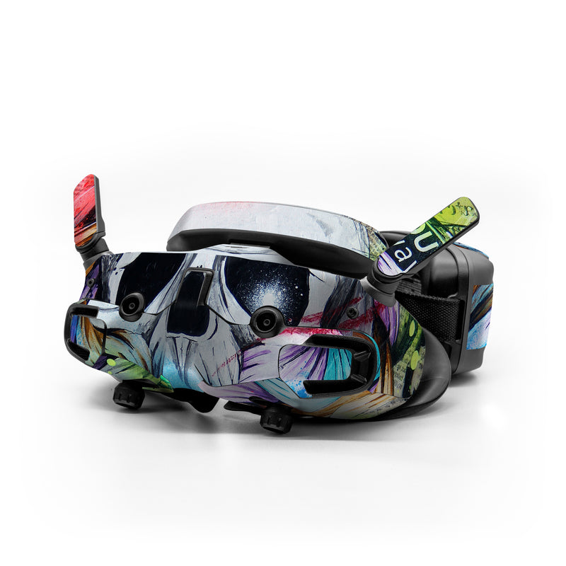 DJI Goggles 3 Skin design of Street art, Text, Graphic design, Font, Illustration, Art, Graffiti, Skull, Poster, Advertising, with gray, black, red, green, blue colors