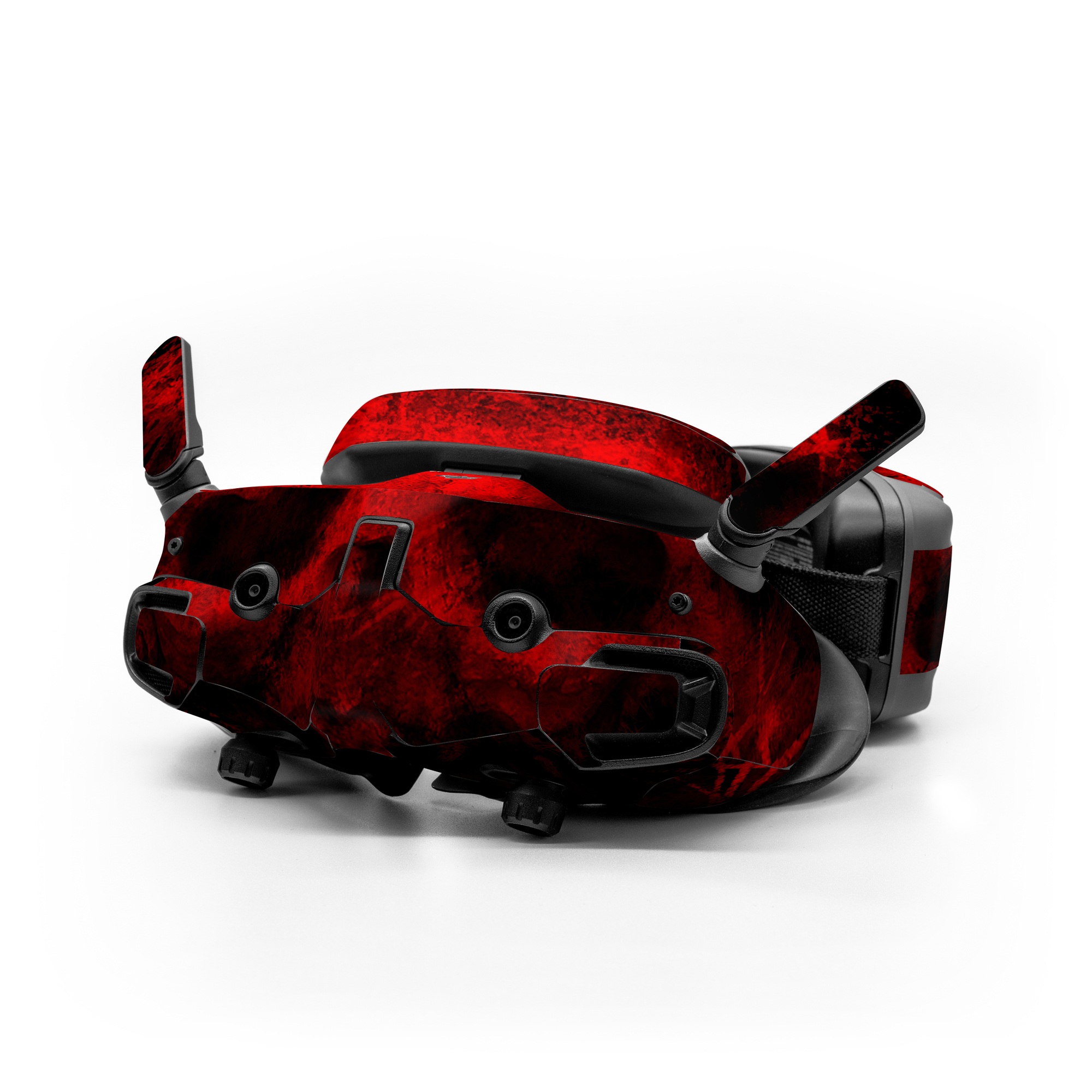DJI Goggles 3 Skin design of Red, Skull, Bone, Darkness, Mouth, Graphics, Pattern, Fiction, Art, Fractal art, with black, red colors
