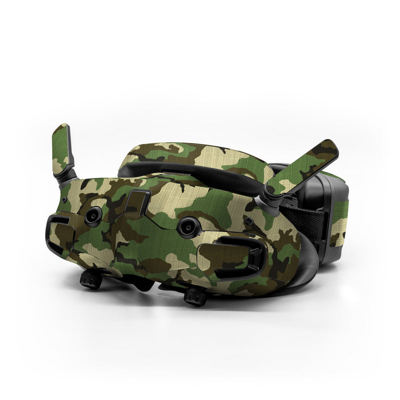 DJI Goggles 3 Skin design of Military camouflage, Camouflage, Clothing, Pattern, Green, Uniform, Military uniform, Design, Sportswear, Plane, with black, gray, green colors