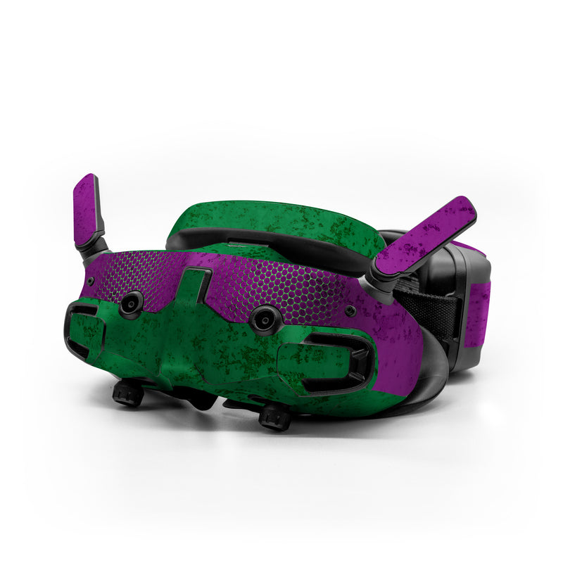DJI Goggles 3 Skin design of Font, Purple, Paint, Handwriting, Graphic design, with purple, green, black colors
