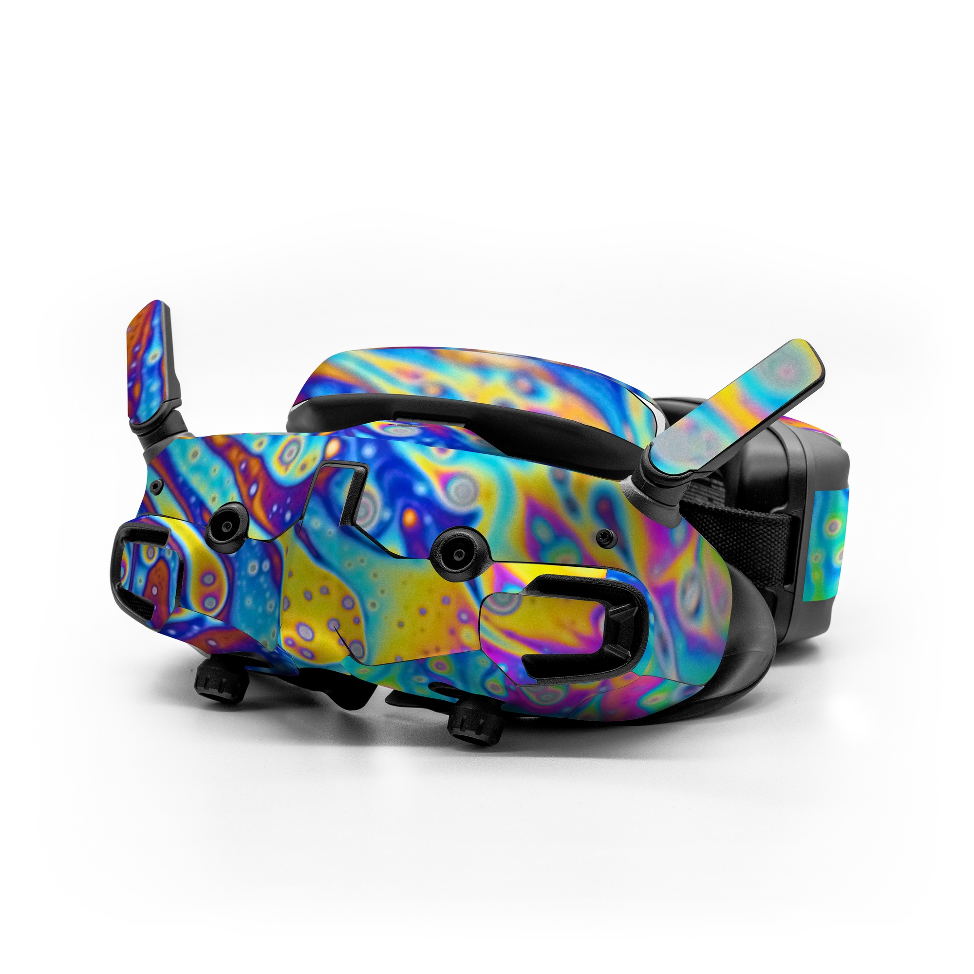 DJI Goggles 3 Skin design of Psychedelic art, Blue, Pattern, Art, Visual arts, Water, Organism, Colorfulness, Design, Textile, with gray, blue, orange, purple, green colors