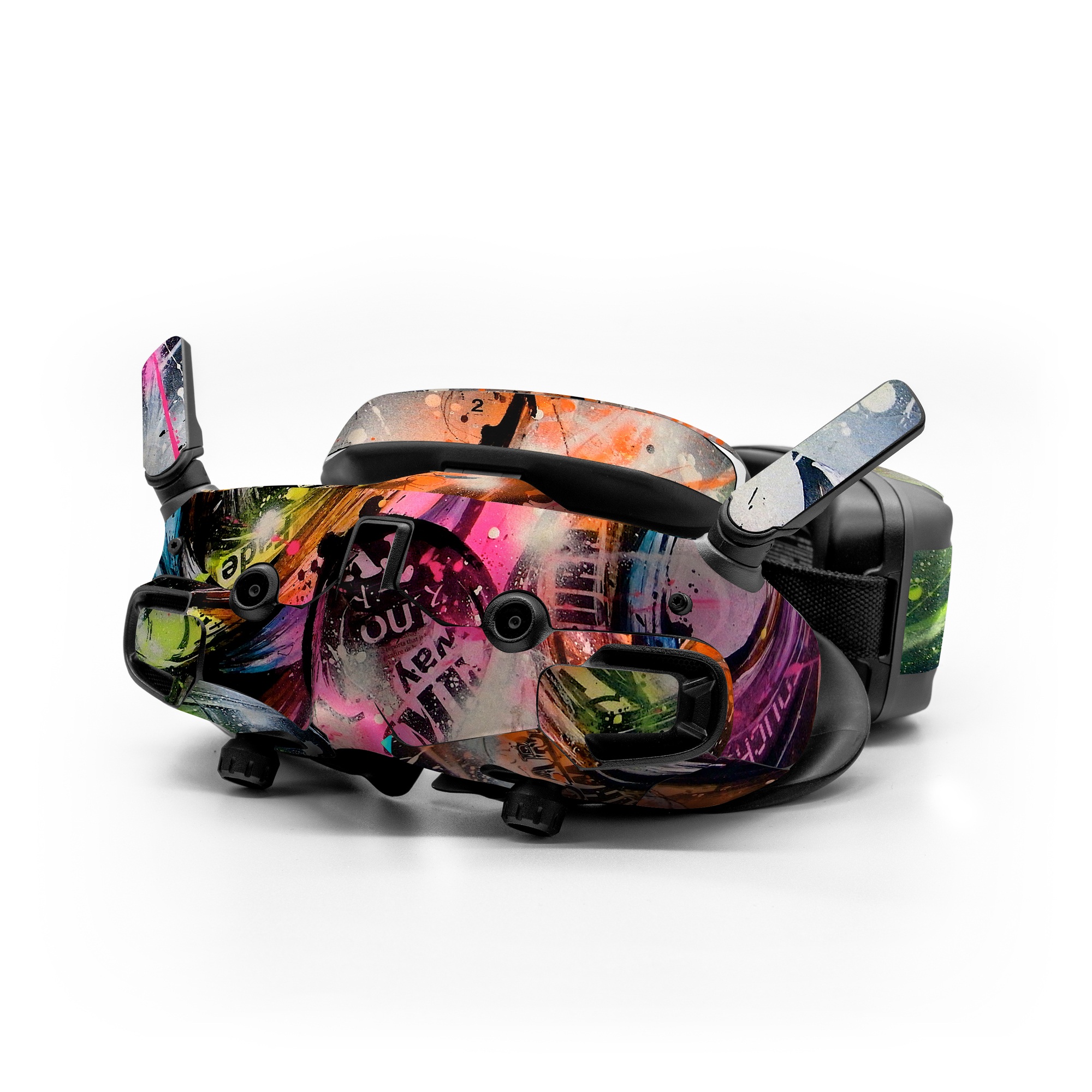 DJI Goggles 3 Skin design of Graphic design, Fractal art, Art, Illustration, Design, Graphics, Cg artwork, Font, Visual arts, Pattern, with black, gray, red, green, purple, blue colors