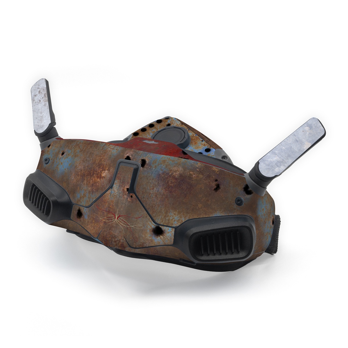 DJI Goggles Integra Skin design of Line, Visual arts, Symmetry, Concrete, Tints and shades, Painting, Art, with blue, red, yellow, brown, black colors