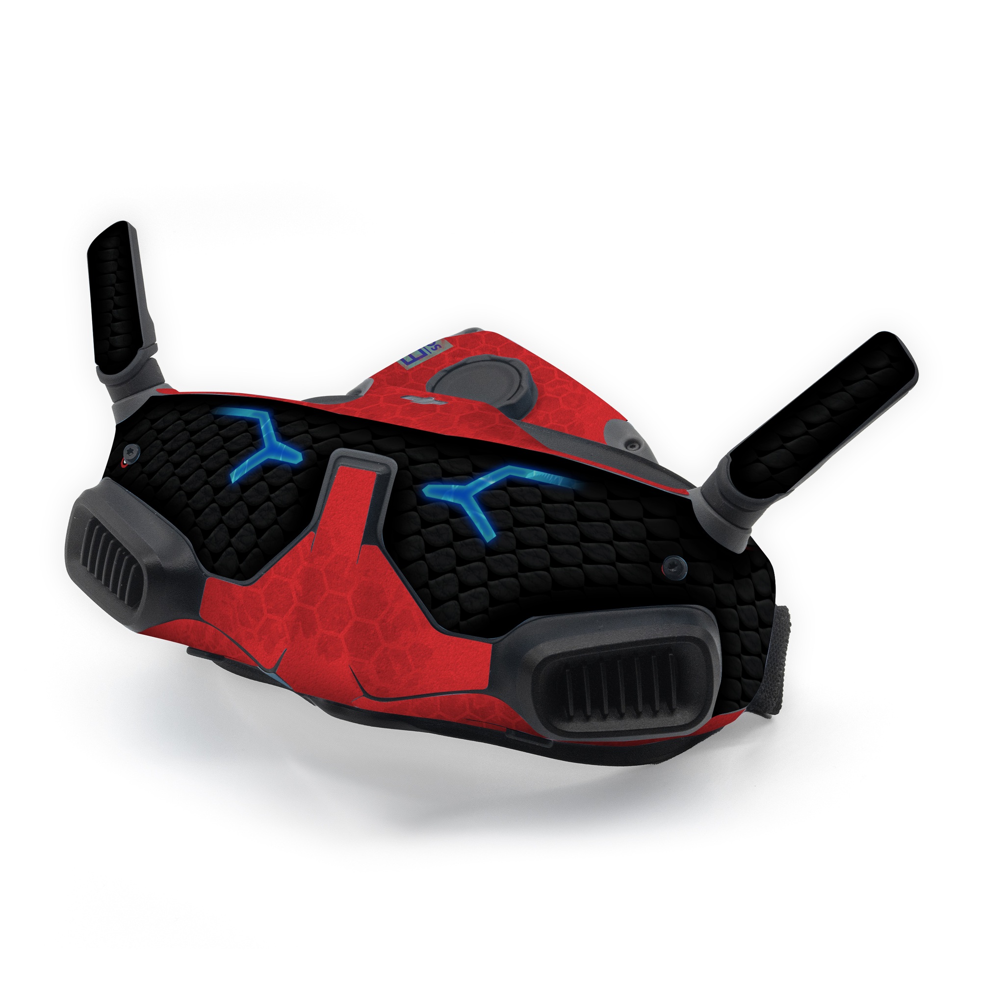 DJI Goggles Integra Skin design of Red, Symbol, Graphics, with black, gray, red, blue colors