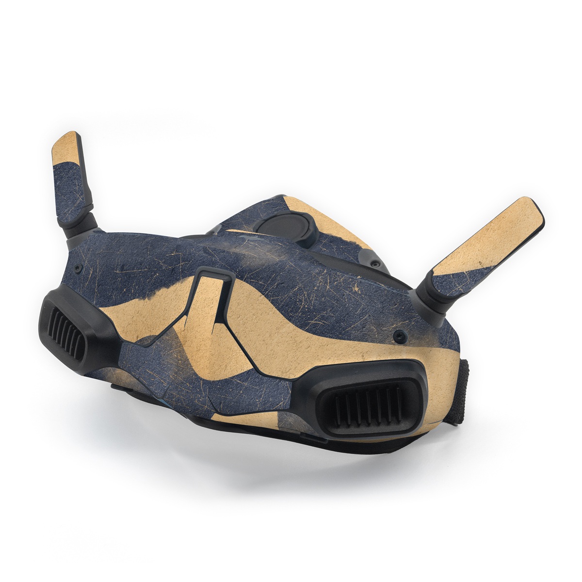 DJI Goggles Integra Skin design of Art, Painting, Pattern, Font, Landscape, Dune, Illustration, Aeolian landform, Sand, Visual arts, with blue, brown colors