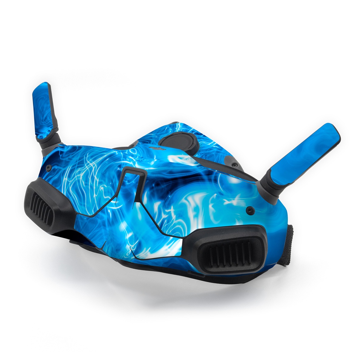 DJI Goggles Integra Skin design of Blue, Water, Electric blue, Organism, Pattern, Smoke, Liquid, Art, with blue, black, purple colors
