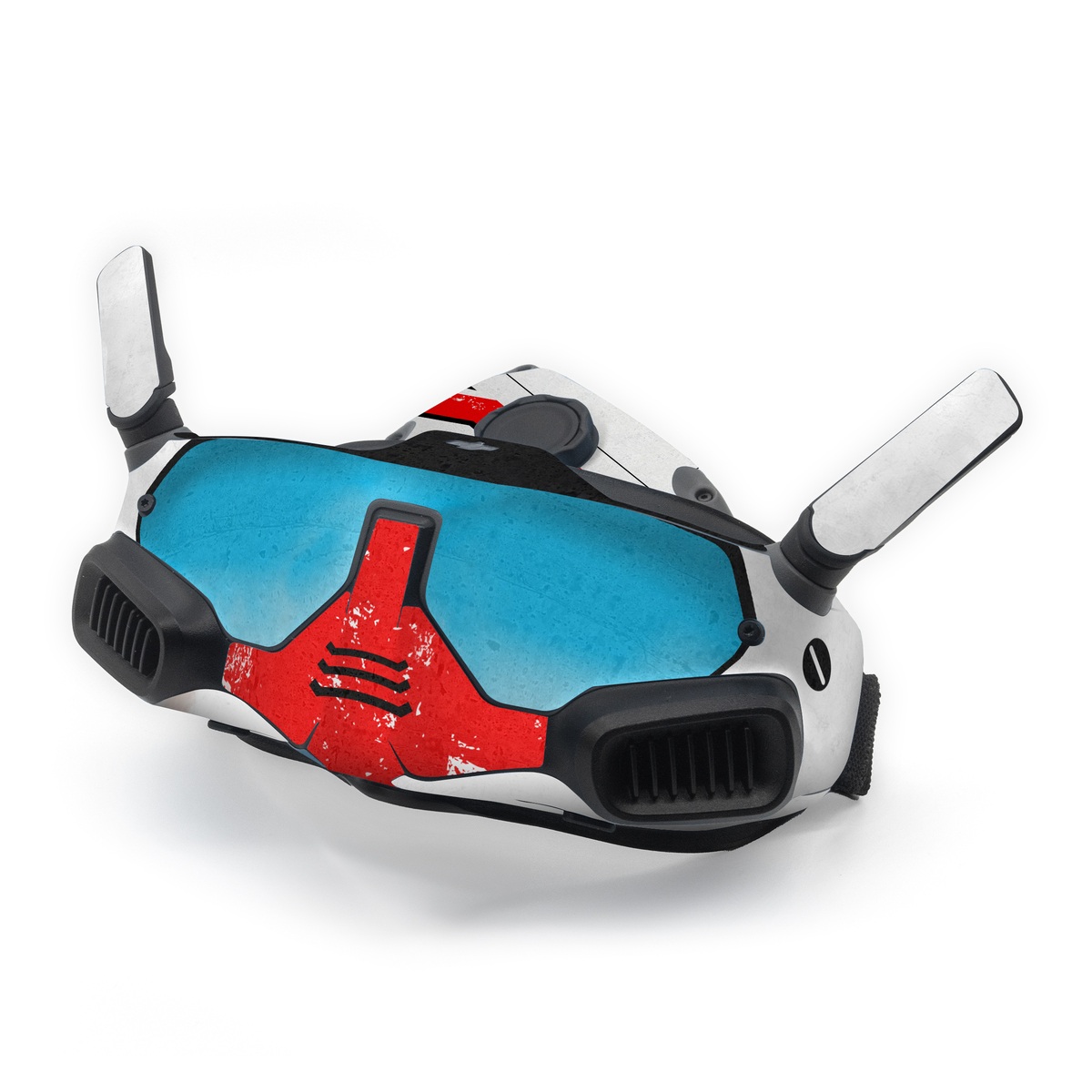 DJI Goggles Integra Skin design of Floppy disk, Technology, Electric red, Fictional character, with white, red, black, gray colors
