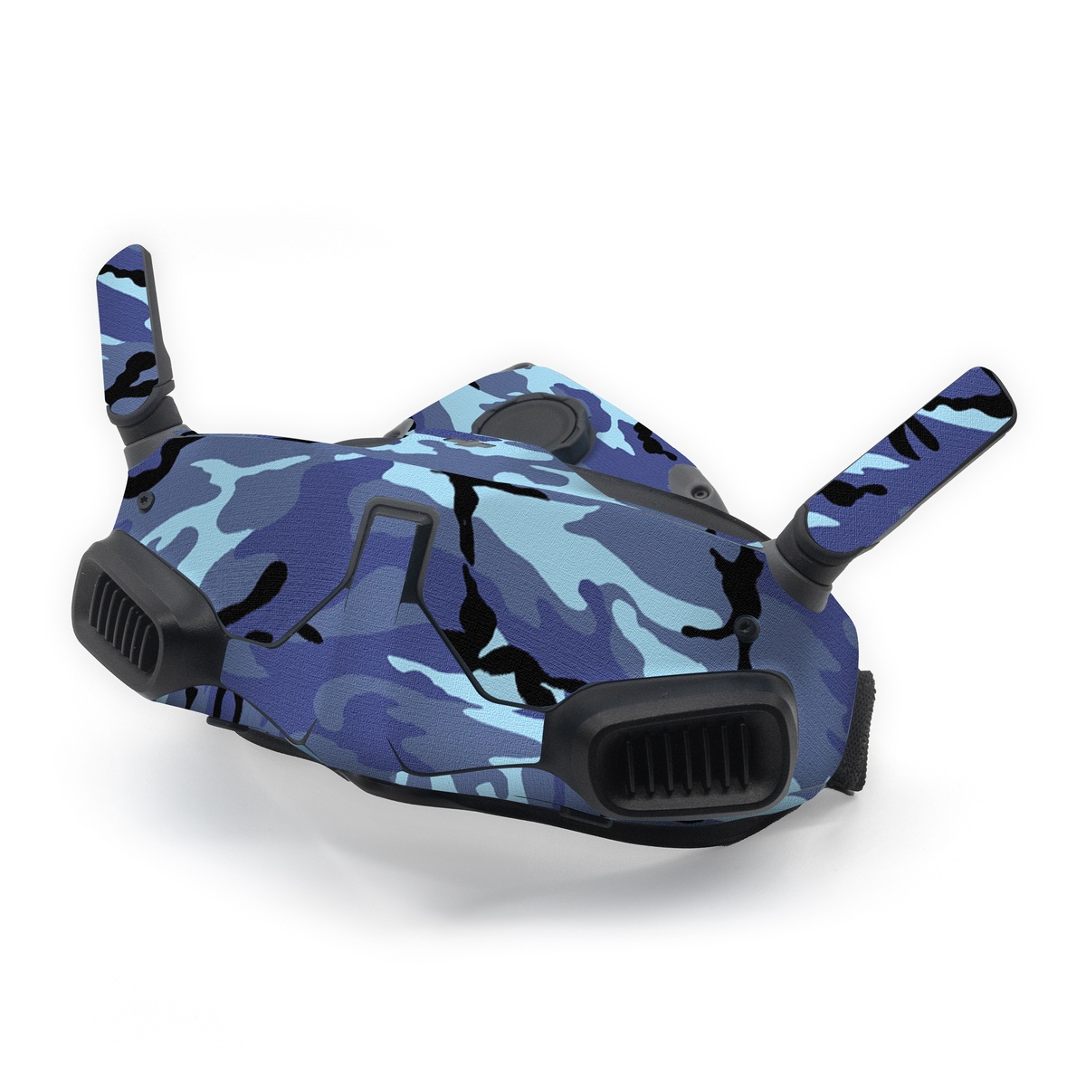 DJI Goggles Integra Skin design of Military camouflage, Pattern, Blue, Aqua, Teal, Design, Camouflage, Textile, Uniform, with blue, black, gray, purple colors