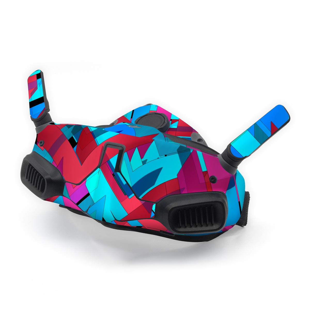 DJI Goggles Integra Skin design of Pattern, Turquoise, Line, Teal, Magenta, Design, Textile, Symmetry, Colorfulness, with blue, red, purple, black colors