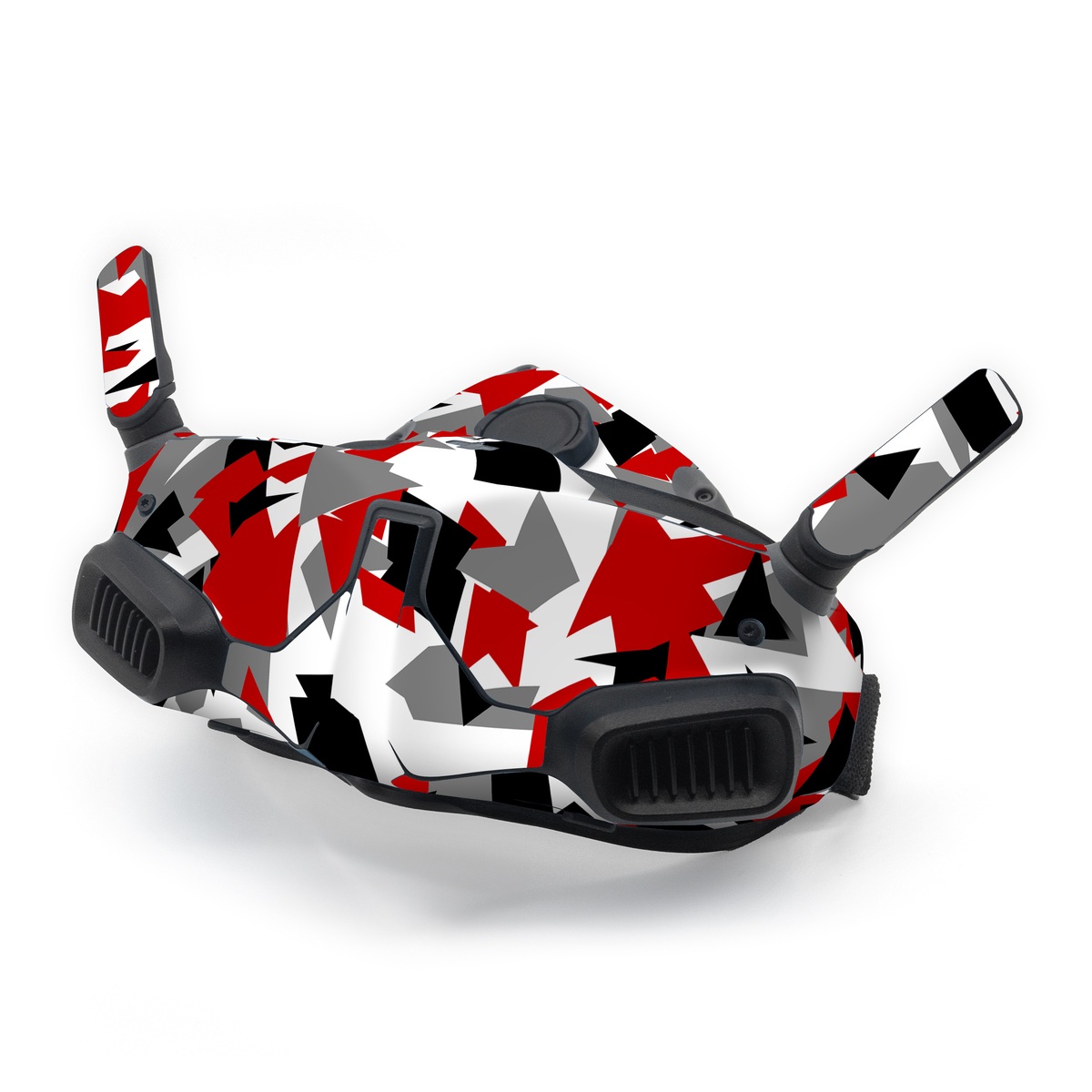 DJI Goggles Integra Skin design of Red, Pattern, Font, Design, Textile, Carmine, Illustration, Flag, Crowd, with red, white, black, gray colors