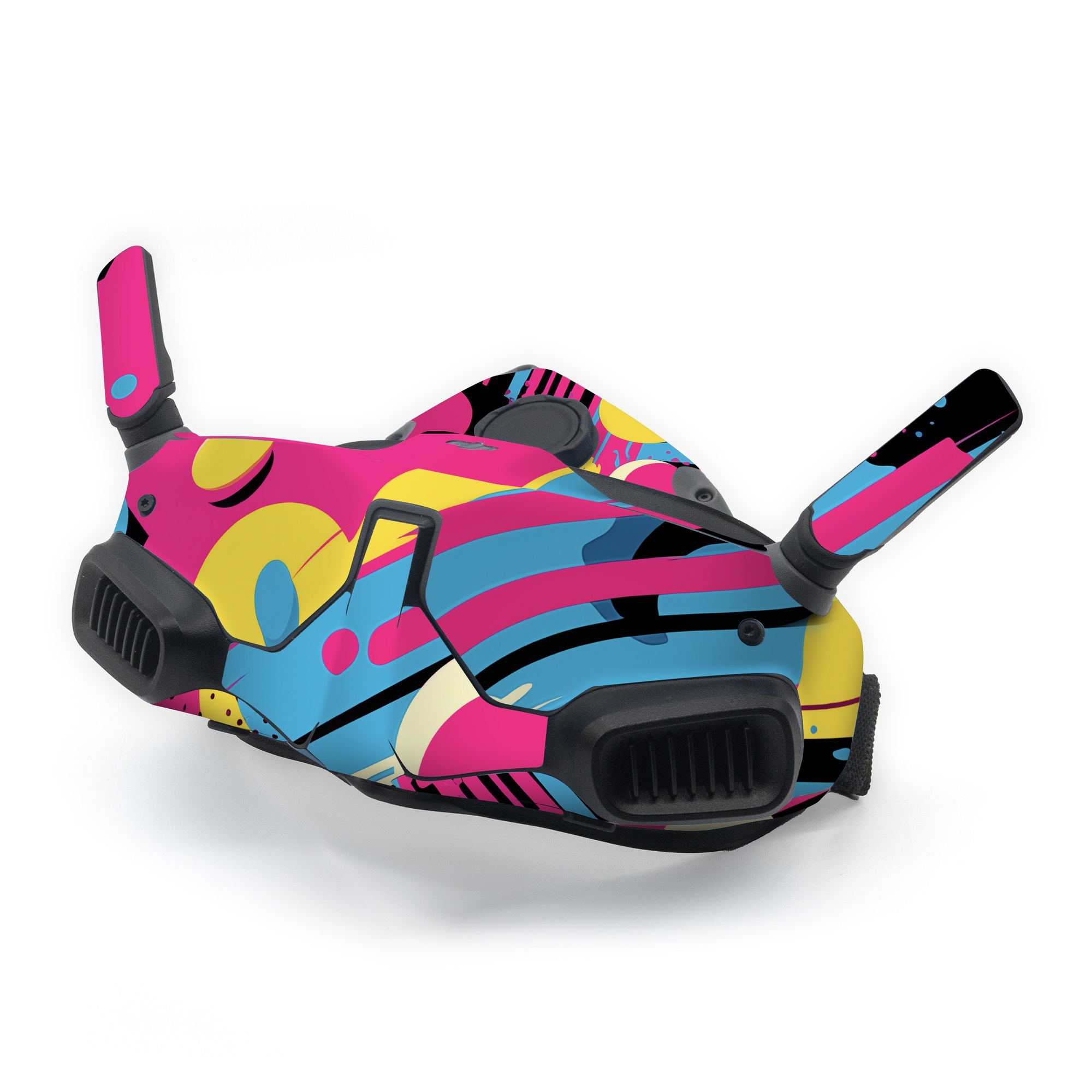 DJI Goggles Integra Skin design of Colorfulness, Paint, Art, Font, Line, Material property, Magenta, Pattern, Illustration, Circle, with pink, yellow, blue, black, white colors